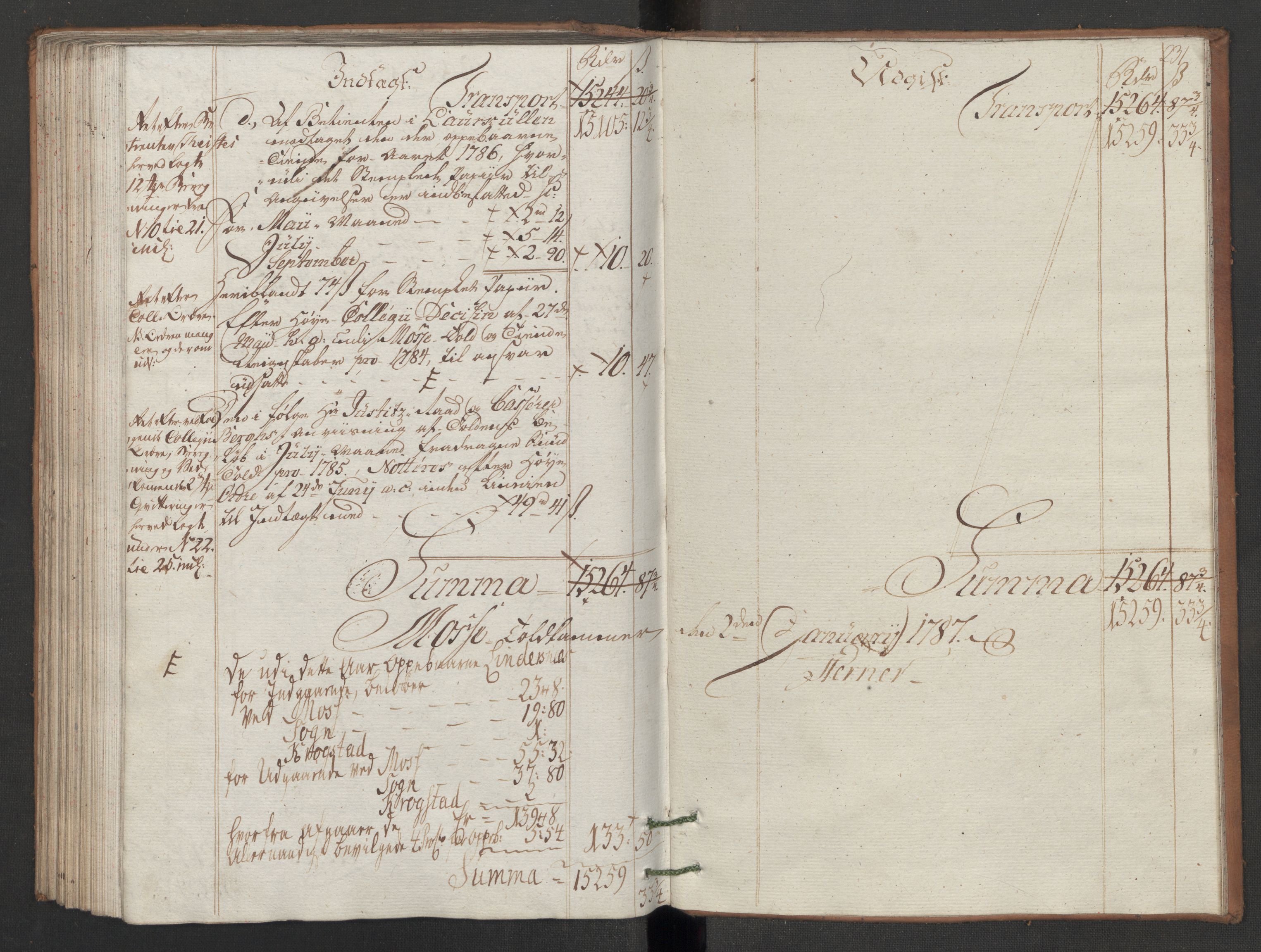 Generaltollkammeret, tollregnskaper, AV/RA-EA-5490/R05/L0086/0001: Tollregnskaper Moss, Son, Krokstad / Utgående hovedtollbok, 1786, p. 230b-231a