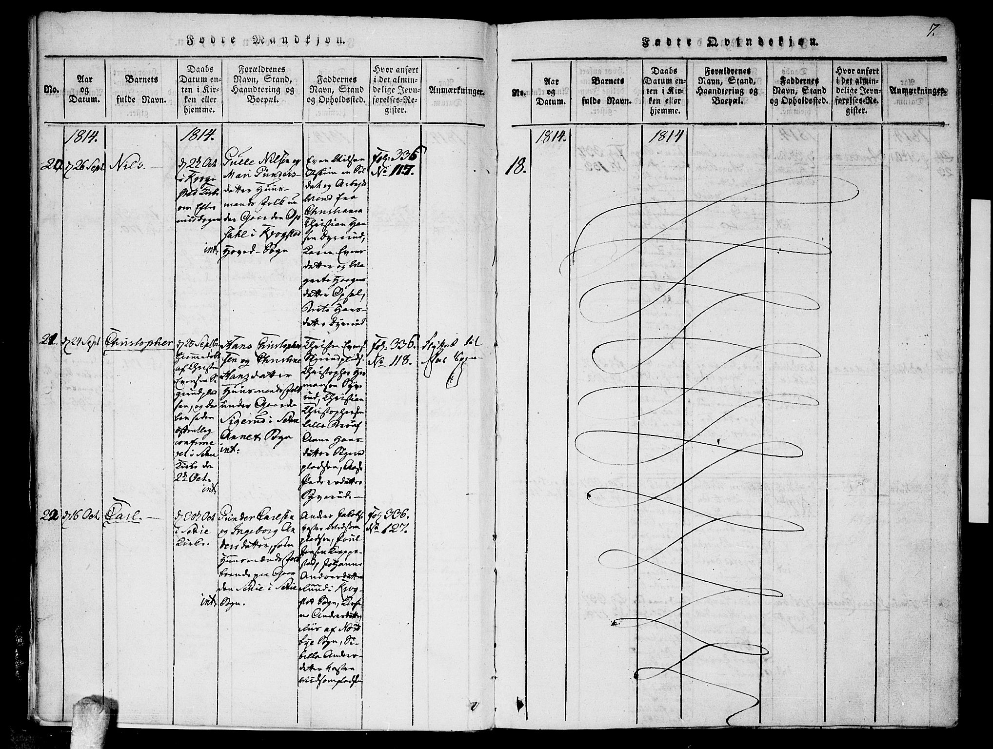 Kråkstad prestekontor Kirkebøker, AV/SAO-A-10125a/F/Fa/L0003: Parish register (official) no. I 3, 1813-1824, p. 7