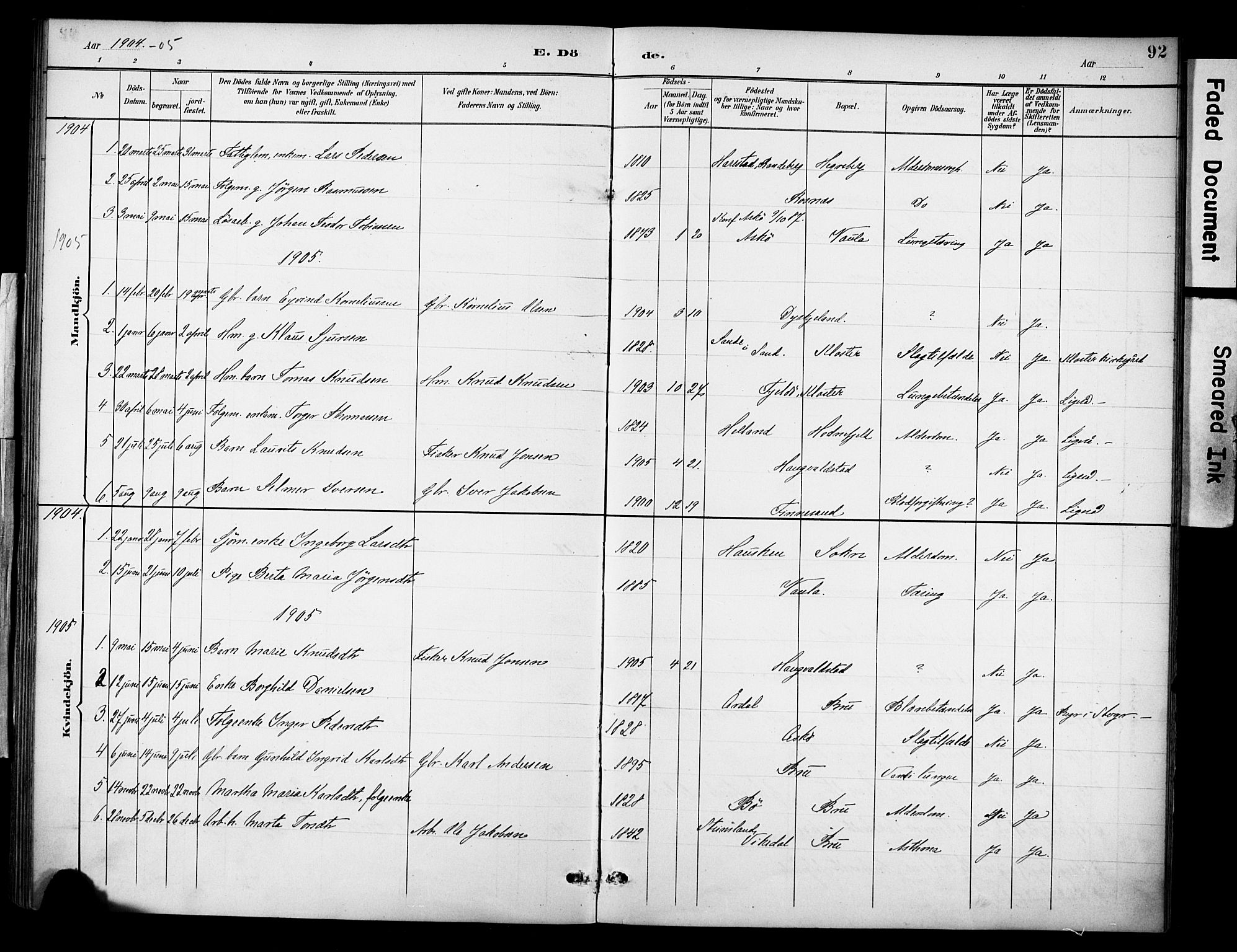 Rennesøy sokneprestkontor, AV/SAST-A -101827/H/Ha/Haa/L0015: Parish register (official) no. A 15, 1891-1908, p. 92