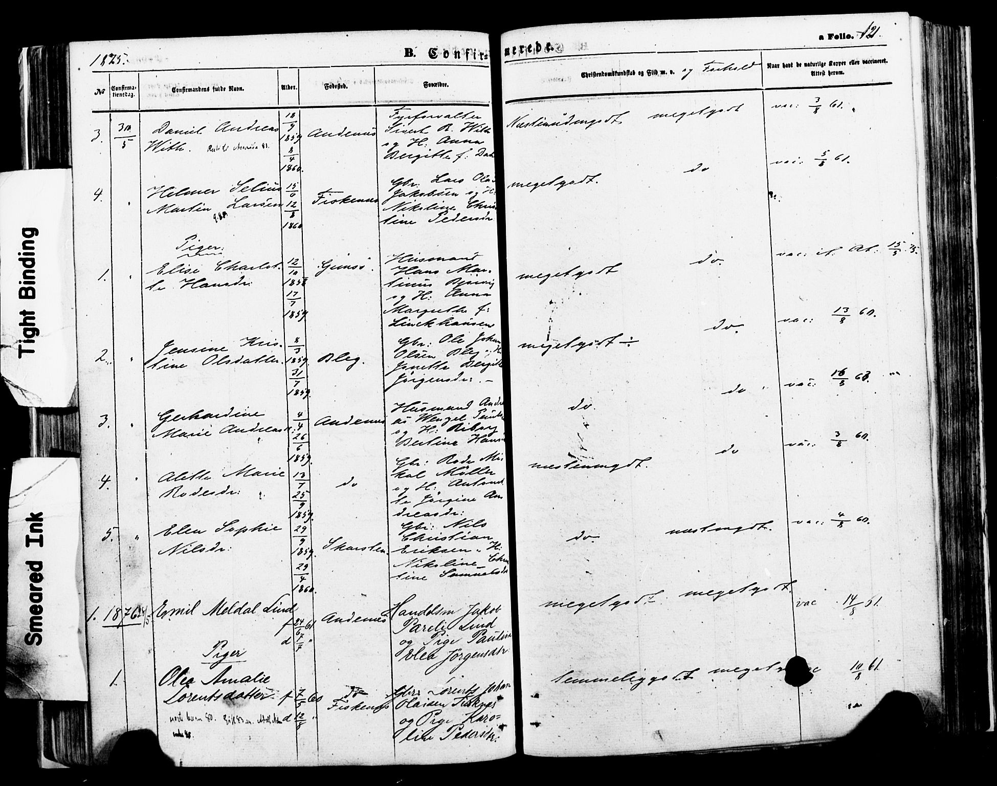 Ministerialprotokoller, klokkerbøker og fødselsregistre - Nordland, AV/SAT-A-1459/897/L1398: Parish register (official) no. 897A05 /2, 1867-1880, p. 121