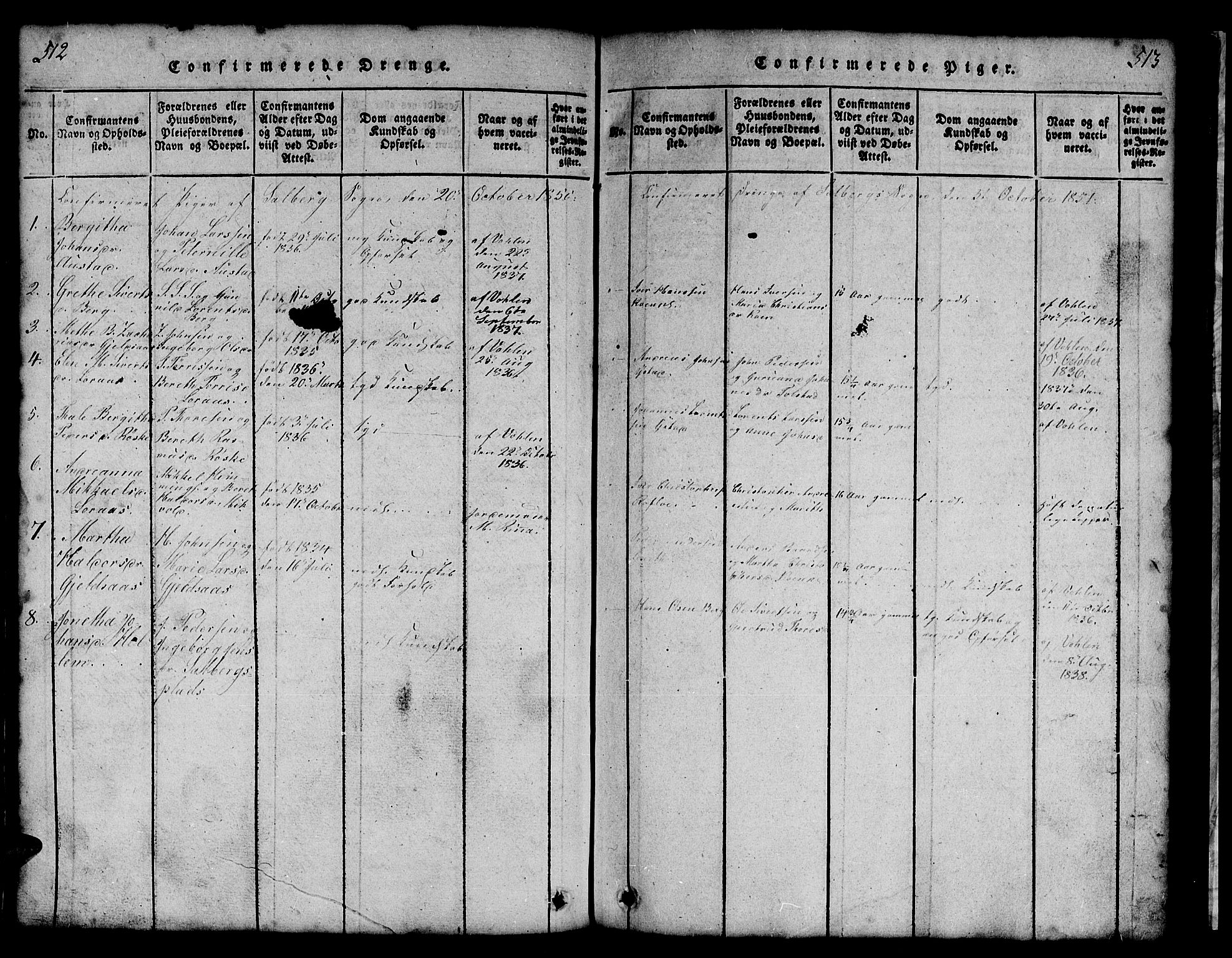 Ministerialprotokoller, klokkerbøker og fødselsregistre - Nord-Trøndelag, AV/SAT-A-1458/731/L0310: Parish register (copy) no. 731C01, 1816-1874, p. 512-513