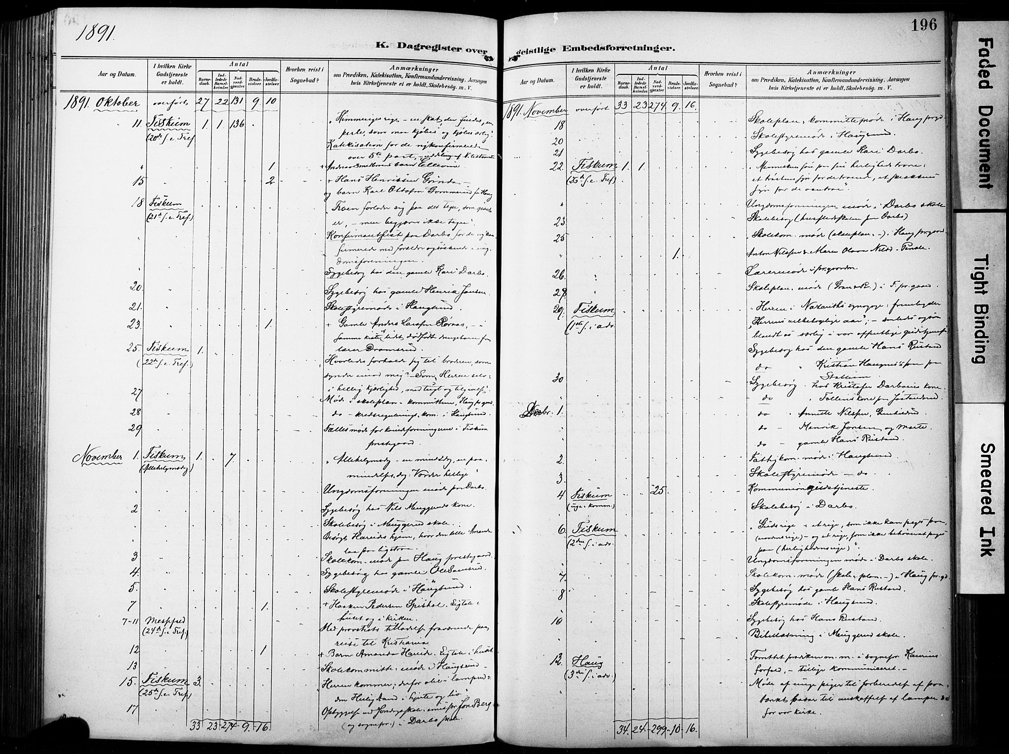 Fiskum kirkebøker, AV/SAKO-A-15/F/Fa/L0003: Parish register (official) no. 3, 1890-1905, p. 196