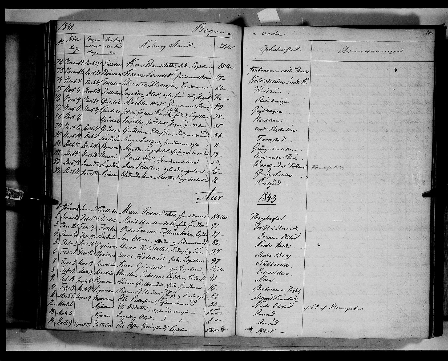 Gausdal prestekontor, SAH/PREST-090/H/Ha/Haa/L0007: Parish register (official) no. 7, 1840-1850, p. 240