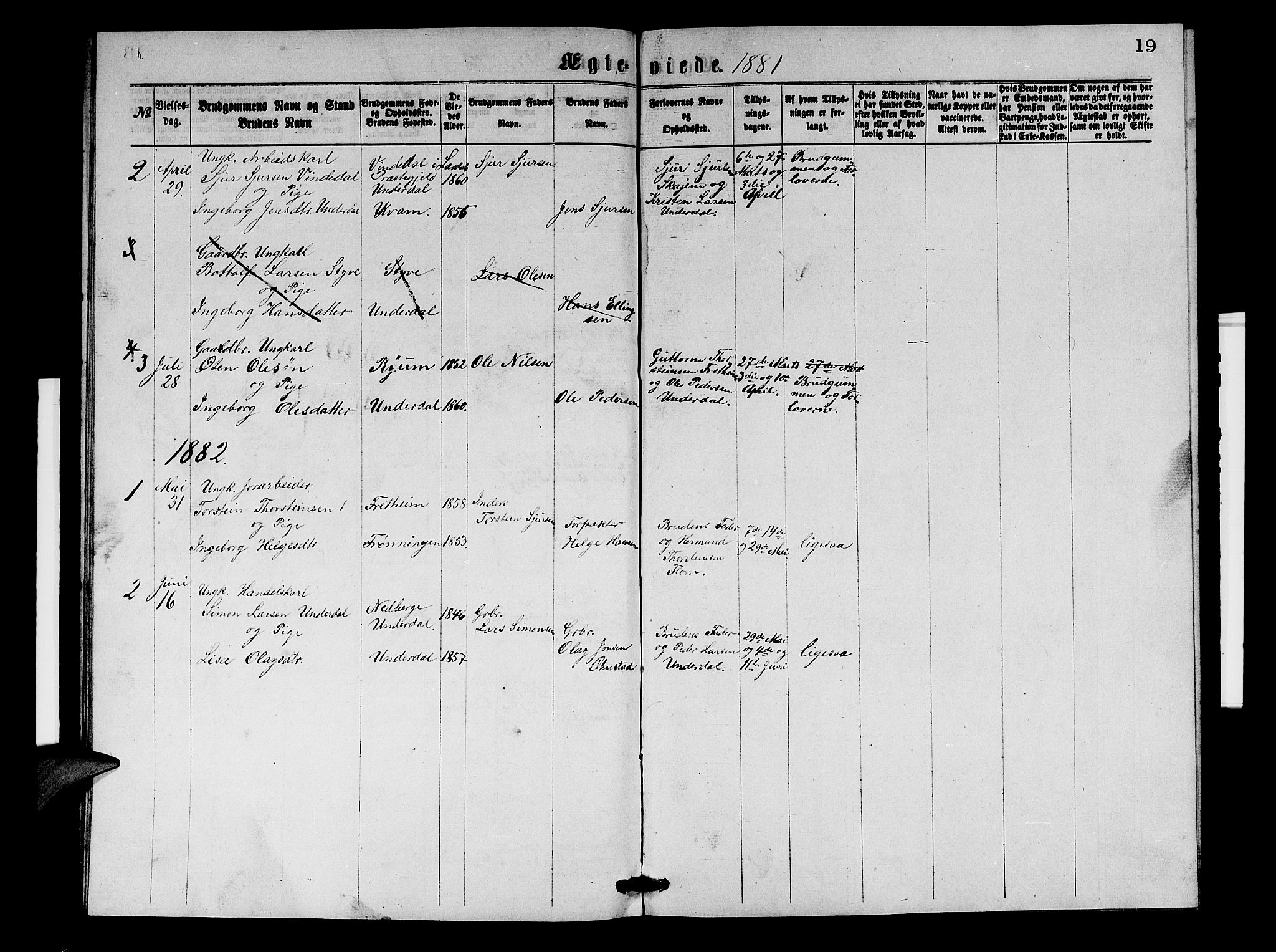 Aurland sokneprestembete, SAB/A-99937/H/Hb/Hbd/L0001: Parish register (copy) no. D 1, 1868-1882, p. 19