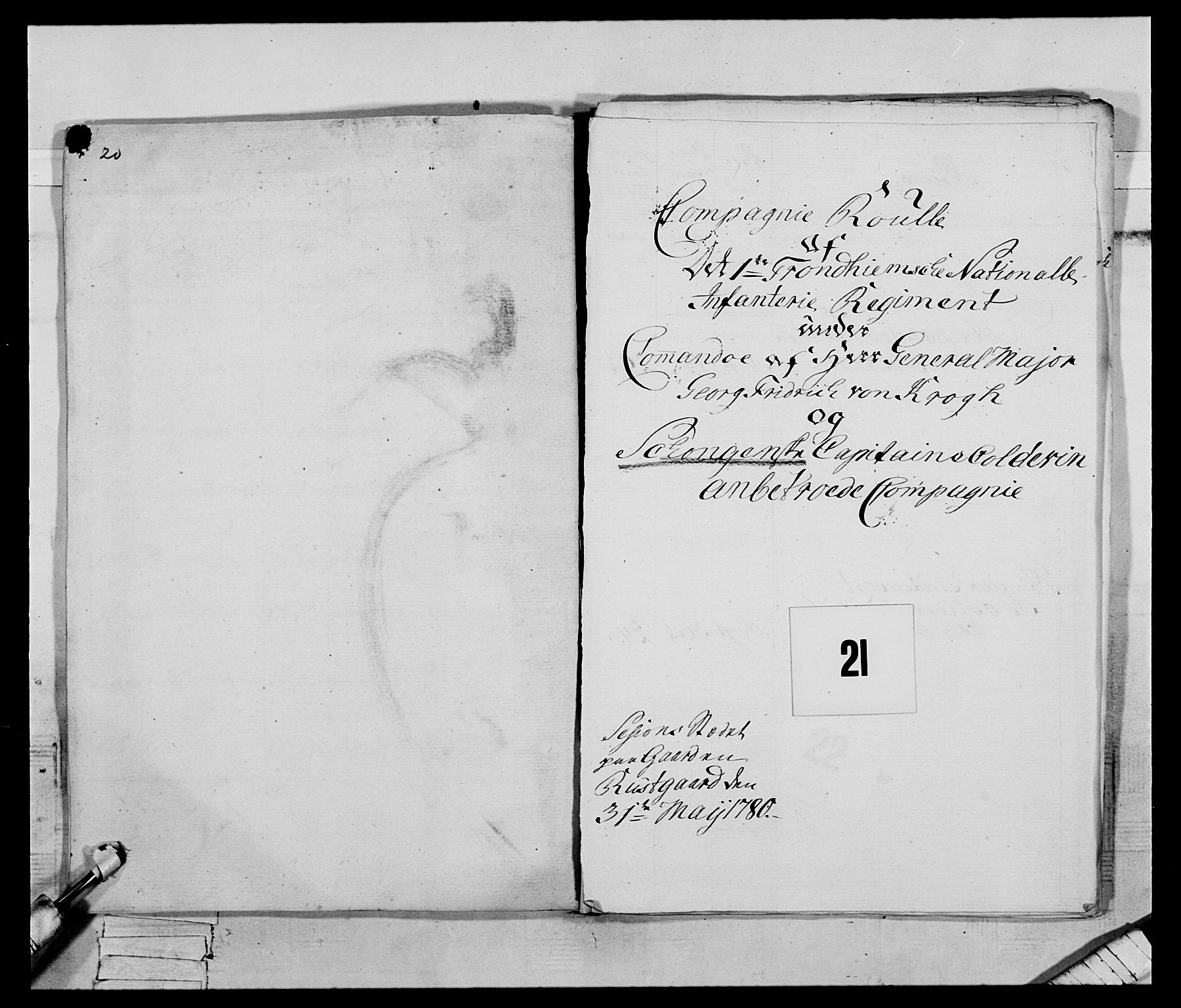 Generalitets- og kommissariatskollegiet, Det kongelige norske kommissariatskollegium, AV/RA-EA-5420/E/Eh/L0074: 1. Trondheimske nasjonale infanteriregiment, 1780-1787, p. 103