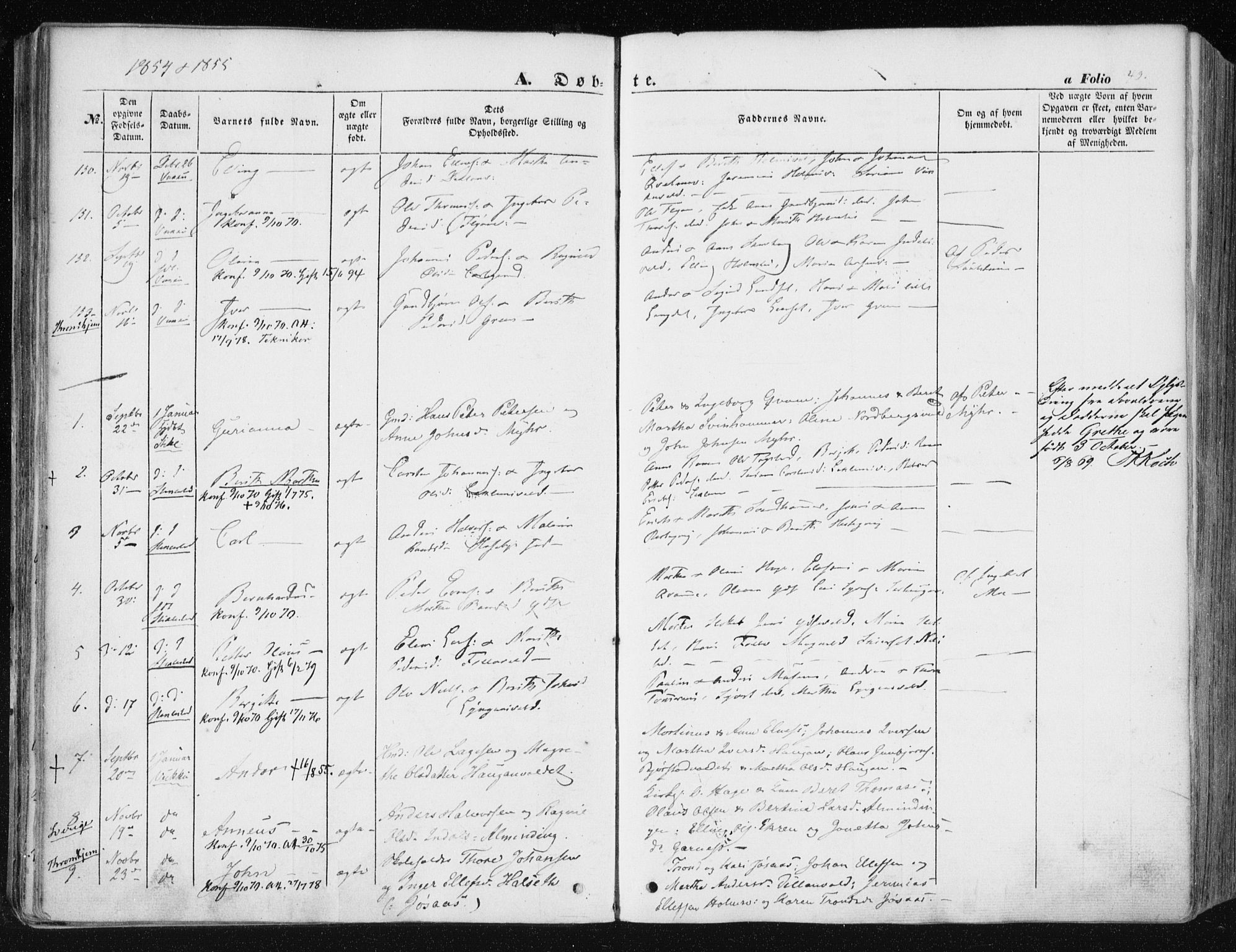 Ministerialprotokoller, klokkerbøker og fødselsregistre - Nord-Trøndelag, AV/SAT-A-1458/723/L0240: Parish register (official) no. 723A09, 1852-1860, p. 40