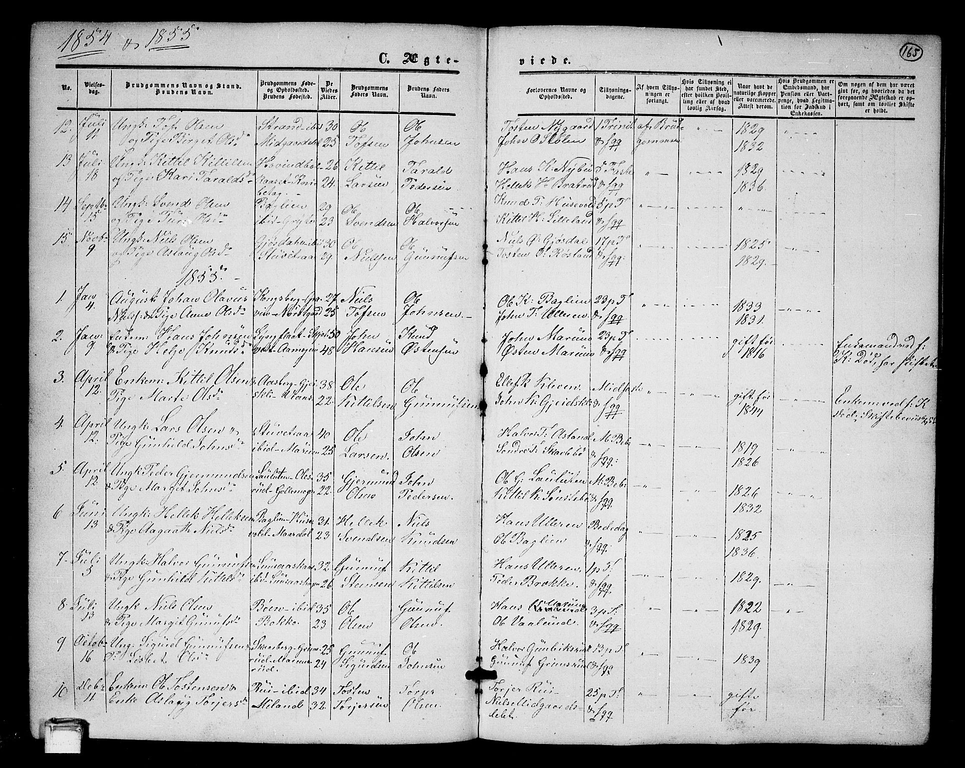 Tinn kirkebøker, SAKO/A-308/G/Ga/L0002: Parish register (copy) no. I 2, 1851-1883, p. 165