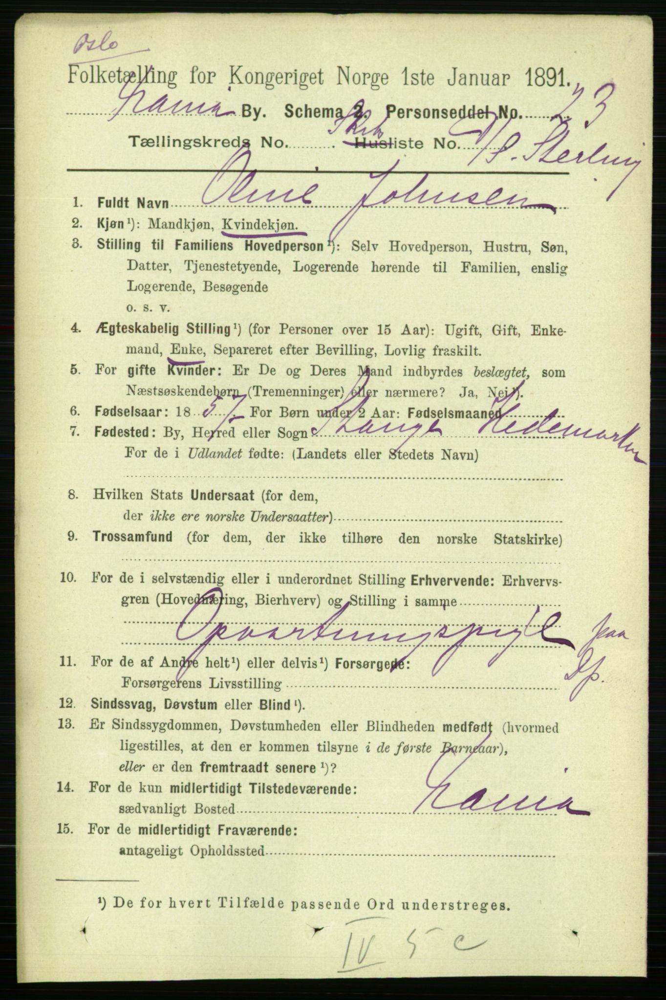 RA, 1891 census for 0301 Kristiania, 1891, p. 122802