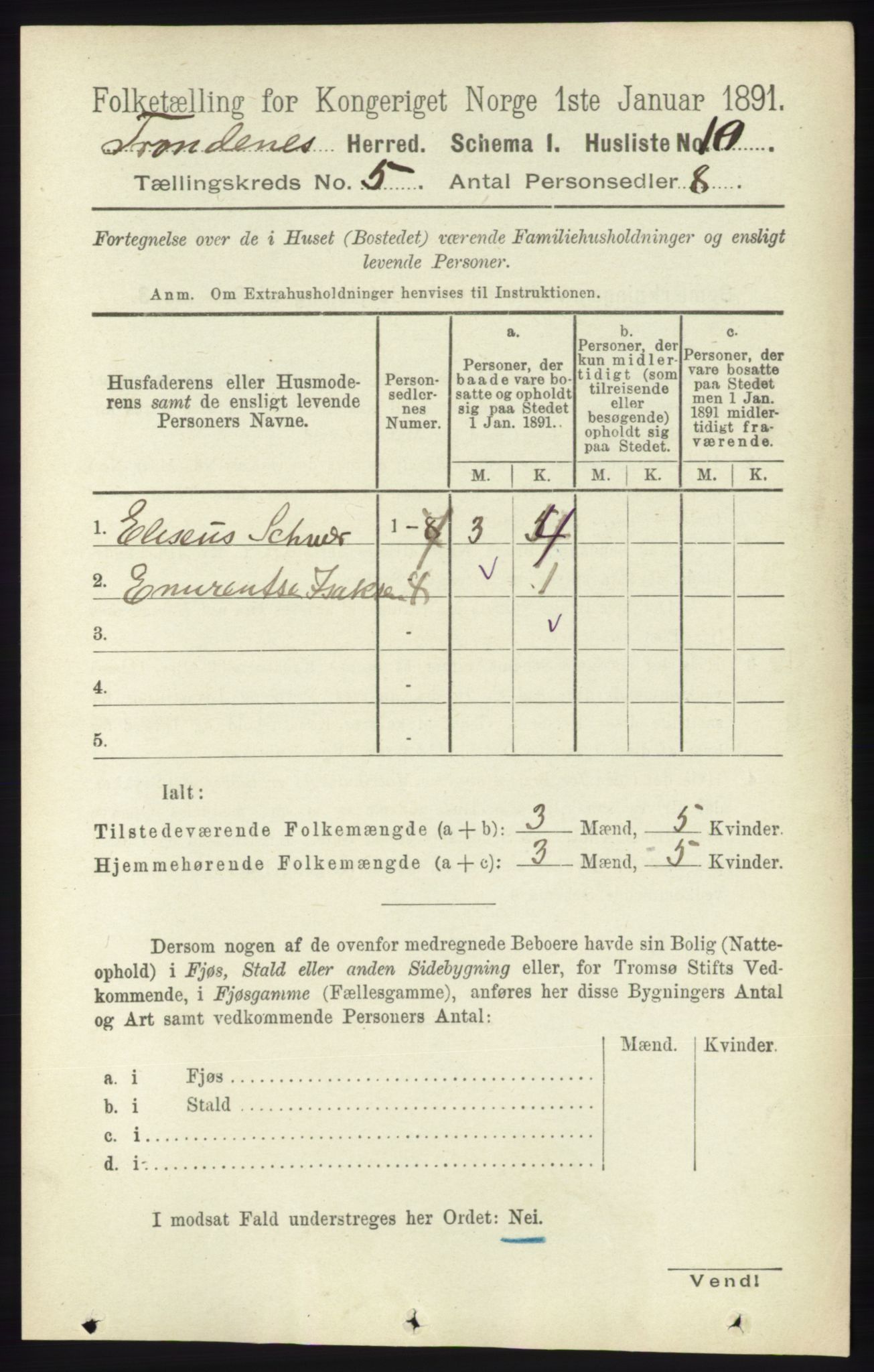 RA, 1891 census for 1914 Trondenes, 1891, p. 2705