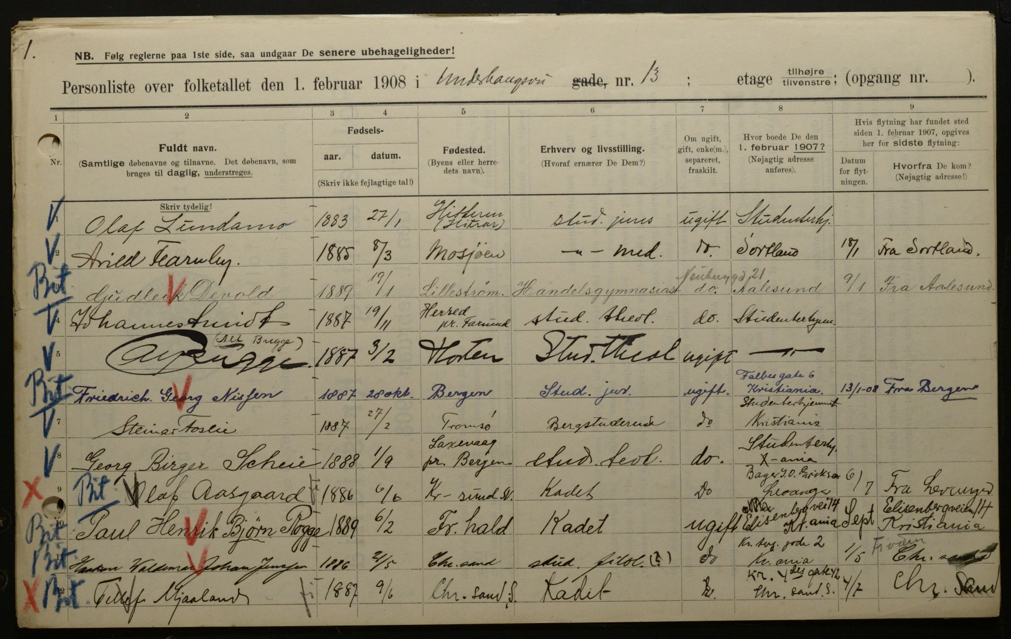 OBA, Municipal Census 1908 for Kristiania, 1908, p. 107617