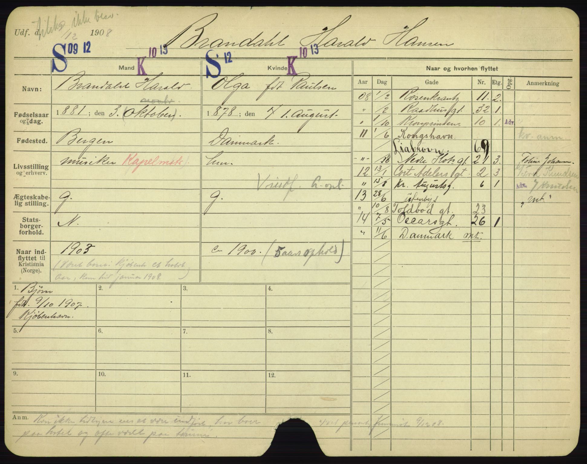 Oslo folkeregister, Registerkort, AV/SAO-A-11715/F/Fa/Fac/L0002: Menn, 1906-1914, p. 203a