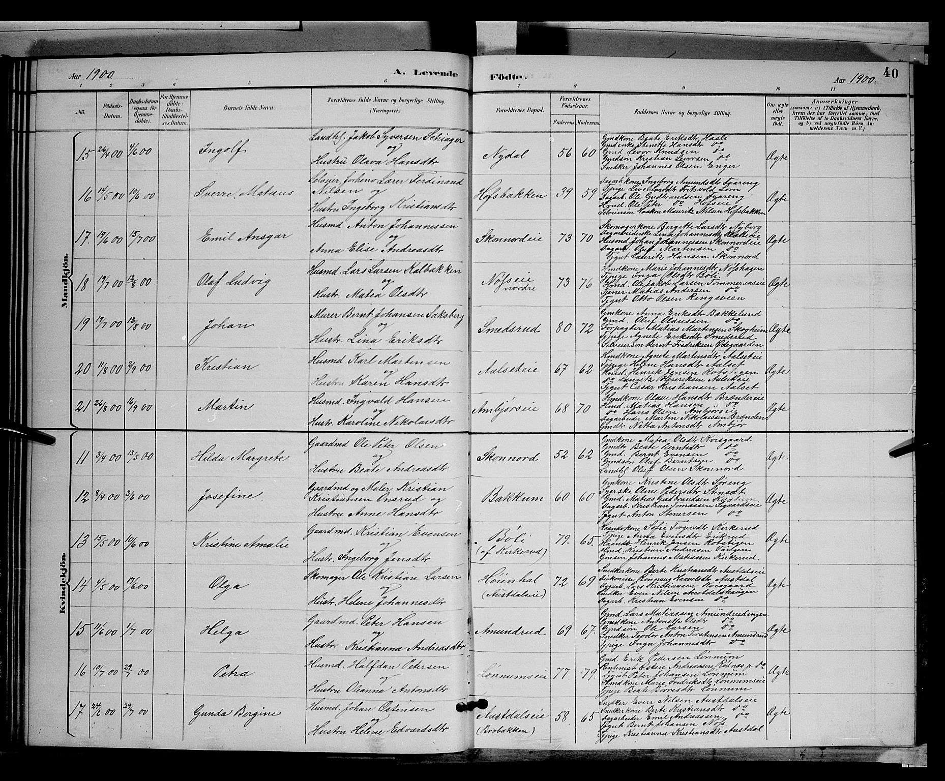 Biri prestekontor, SAH/PREST-096/H/Ha/Hab/L0003: Parish register (copy) no. 3, 1892-1905, p. 40