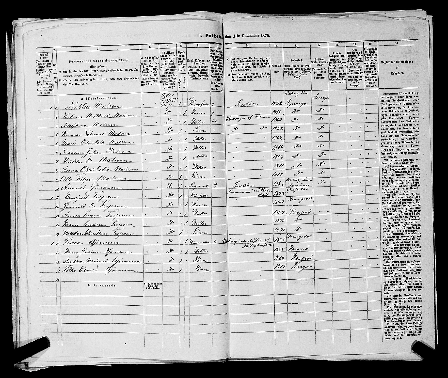 SAKO, 1875 census for 0801P Kragerø, 1875, p. 588