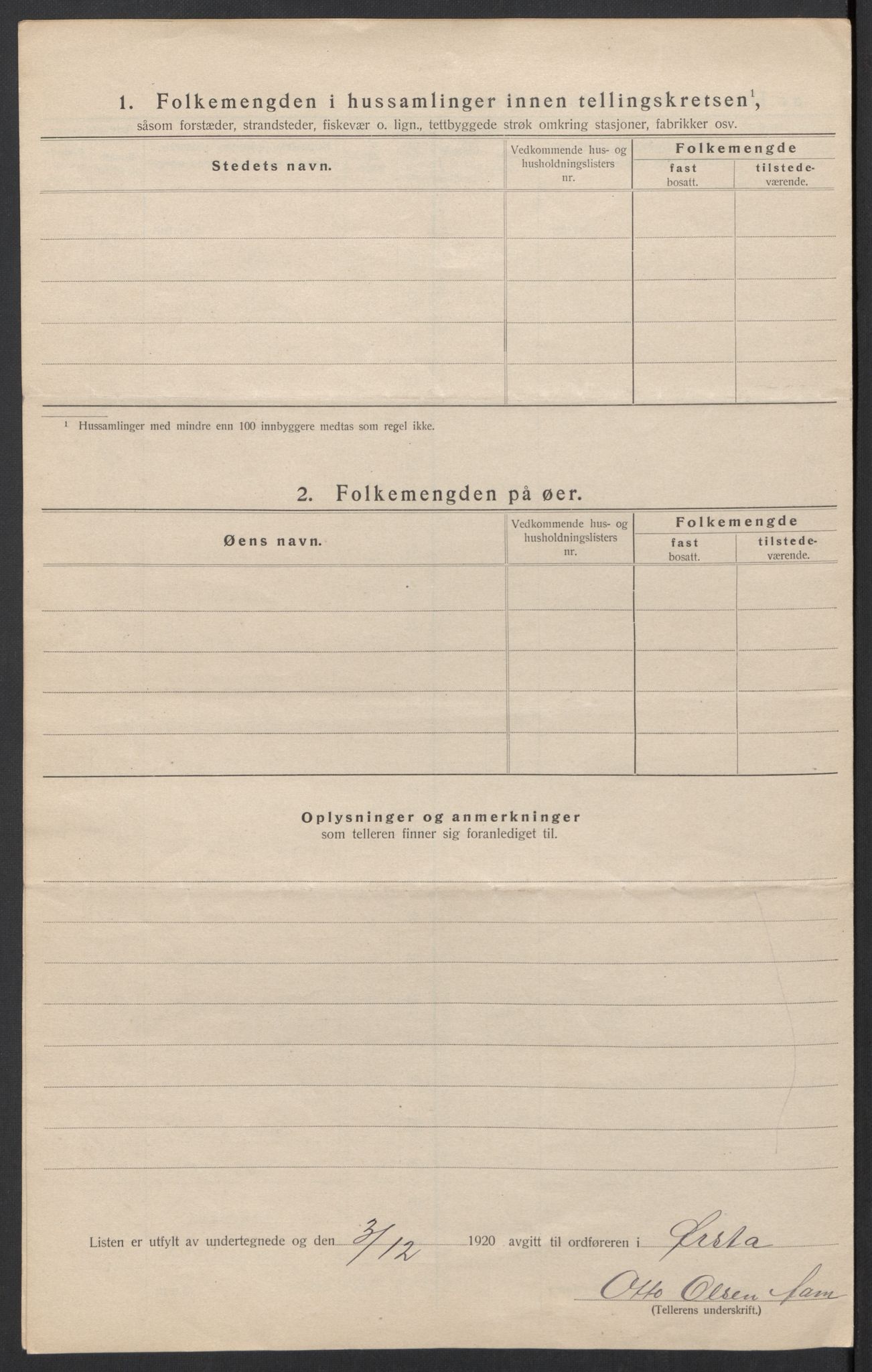 SAT, 1920 census for Ørsta, 1920, p. 20