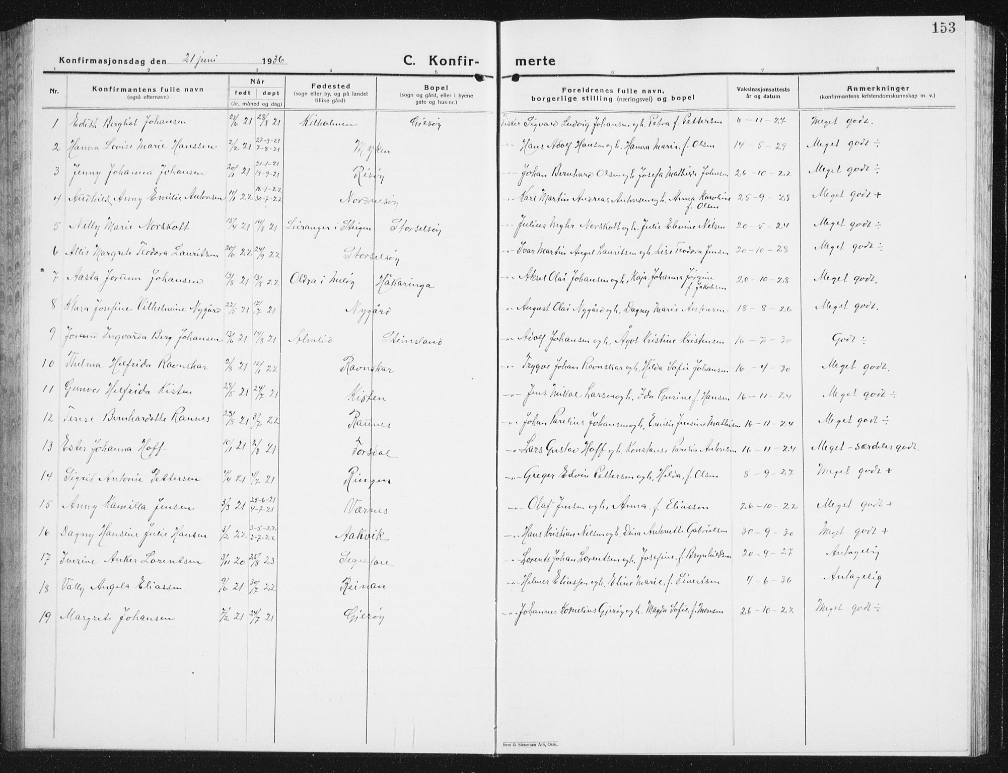Ministerialprotokoller, klokkerbøker og fødselsregistre - Nordland, SAT/A-1459/841/L0622: Parish register (copy) no. 841C06, 1924-1942, p. 153