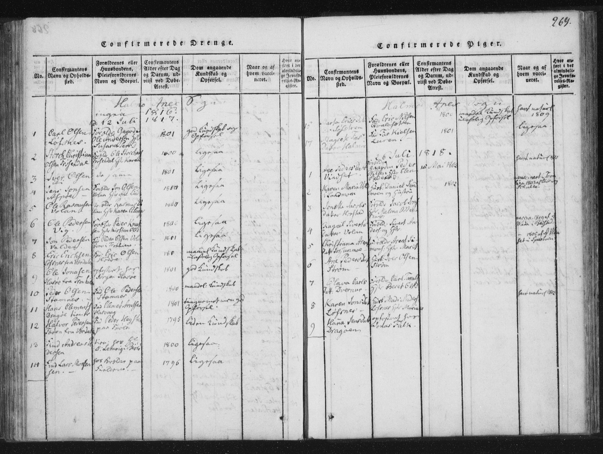 Ministerialprotokoller, klokkerbøker og fødselsregistre - Nord-Trøndelag, SAT/A-1458/773/L0609: Parish register (official) no. 773A03 /3, 1815-1830, p. 269