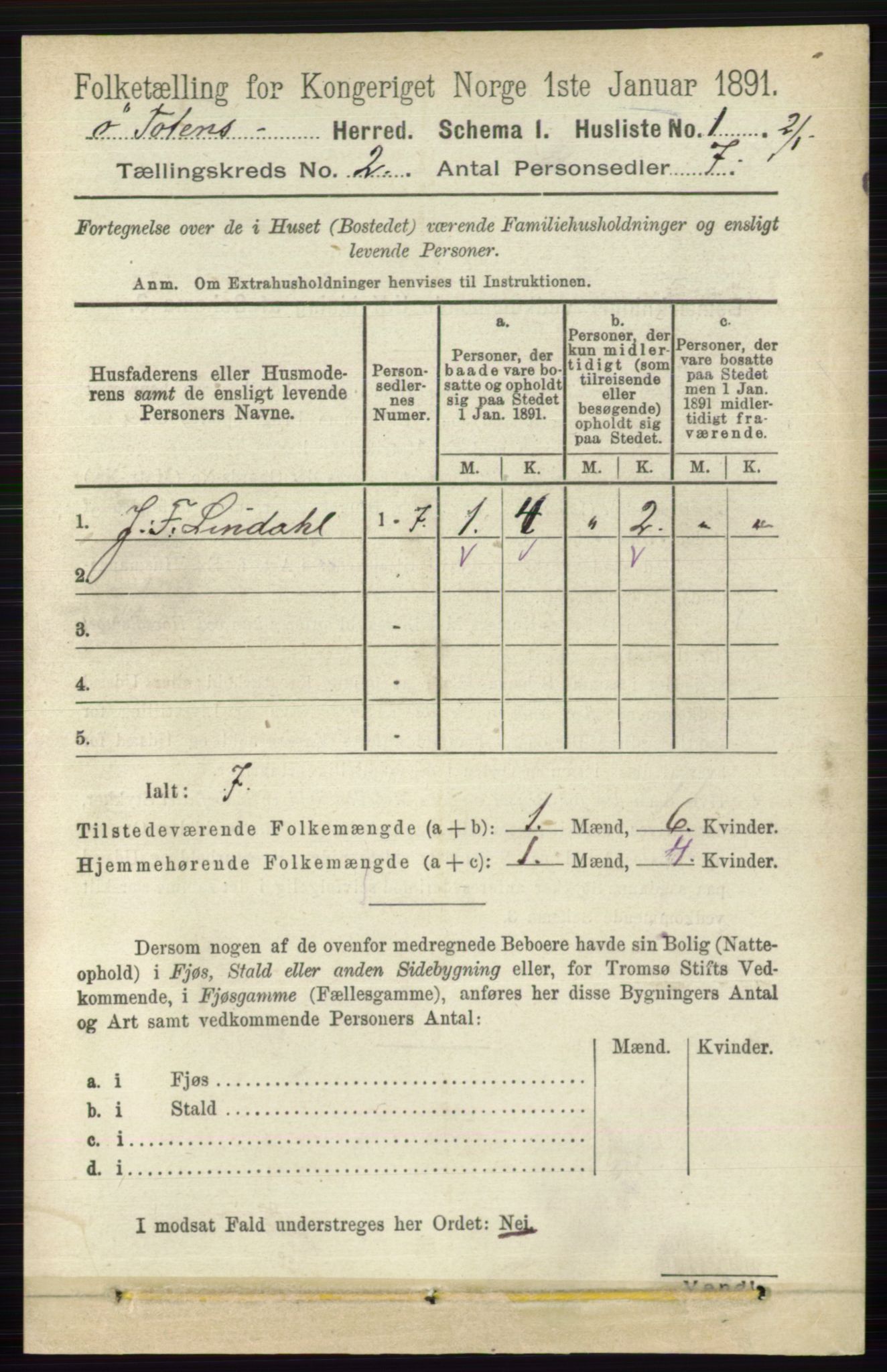 RA, 1891 census for 0528 Østre Toten, 1891, p. 679