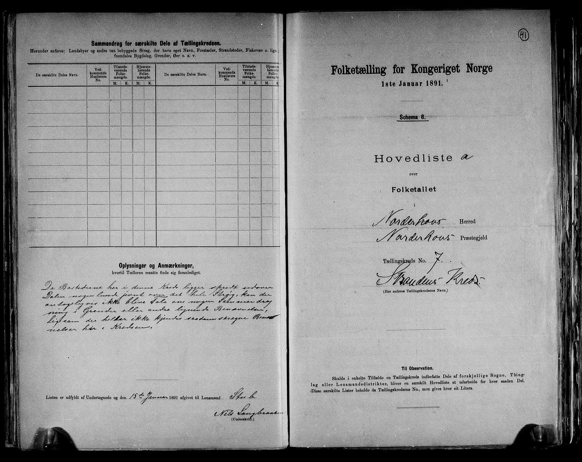 RA, 1891 census for 0613 Norderhov, 1891, p. 20