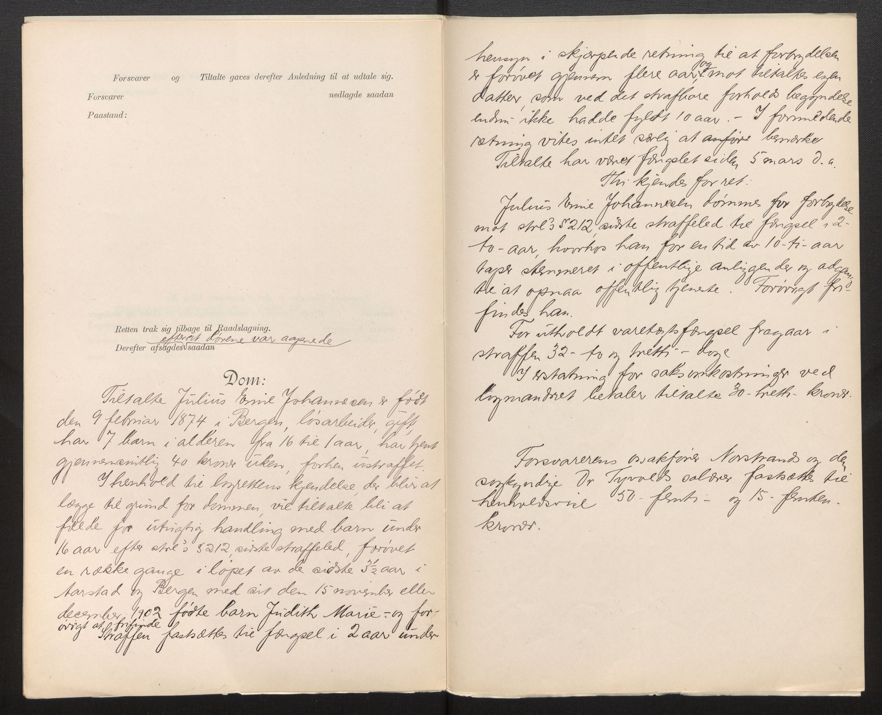 Gulating lagmannsrett, AV/SAB-A-60201/I/Ia/L0064: Straffesaker Hordaland, Sogn og Fjordane Lagsokn, 1915-1919