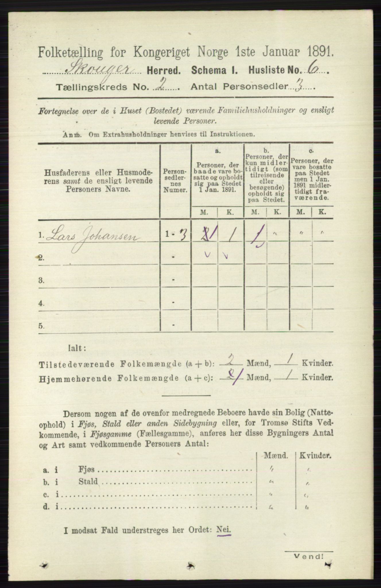 RA, 1891 census for 0712 Skoger, 1891, p. 782