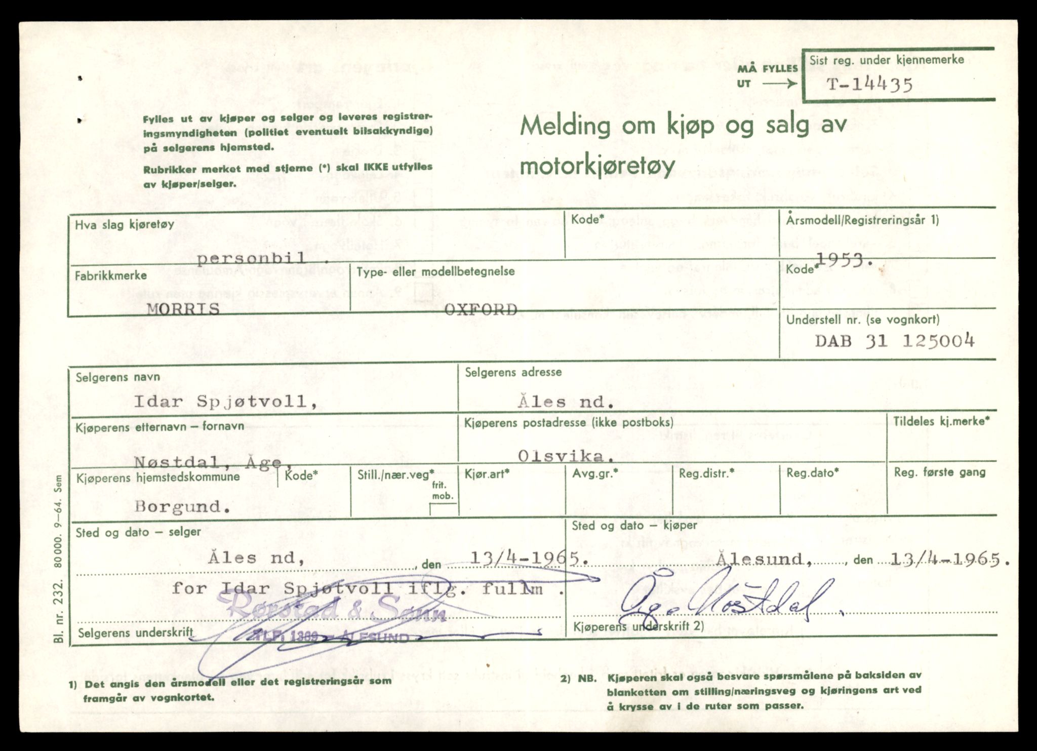 Møre og Romsdal vegkontor - Ålesund trafikkstasjon, AV/SAT-A-4099/F/Fe/L0045: Registreringskort for kjøretøy T 14320 - T 14444, 1927-1998, p. 2976