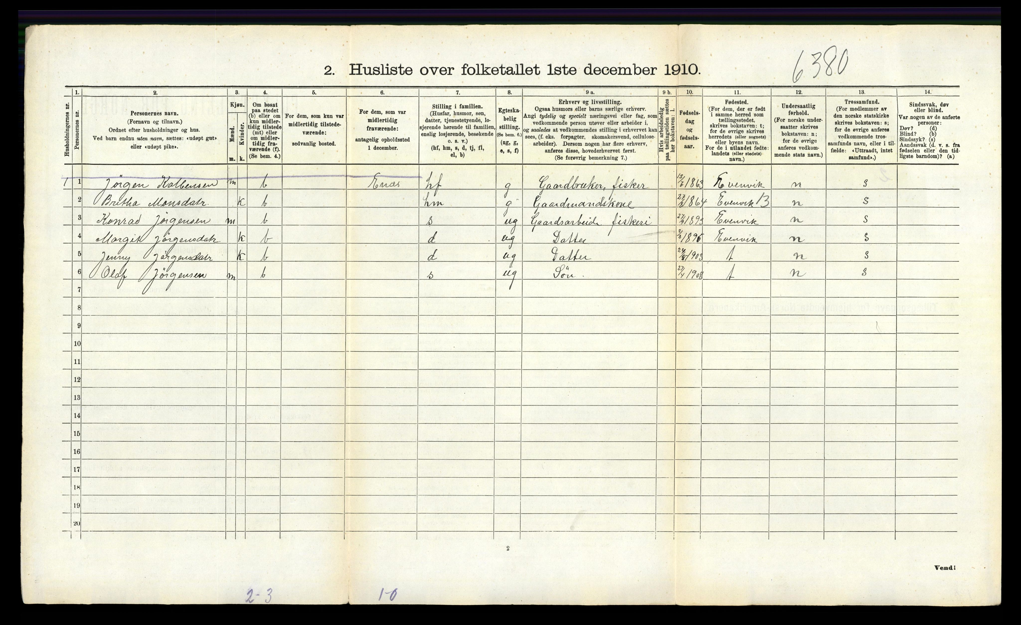 RA, 1910 census for Finnås, 1910, p. 211