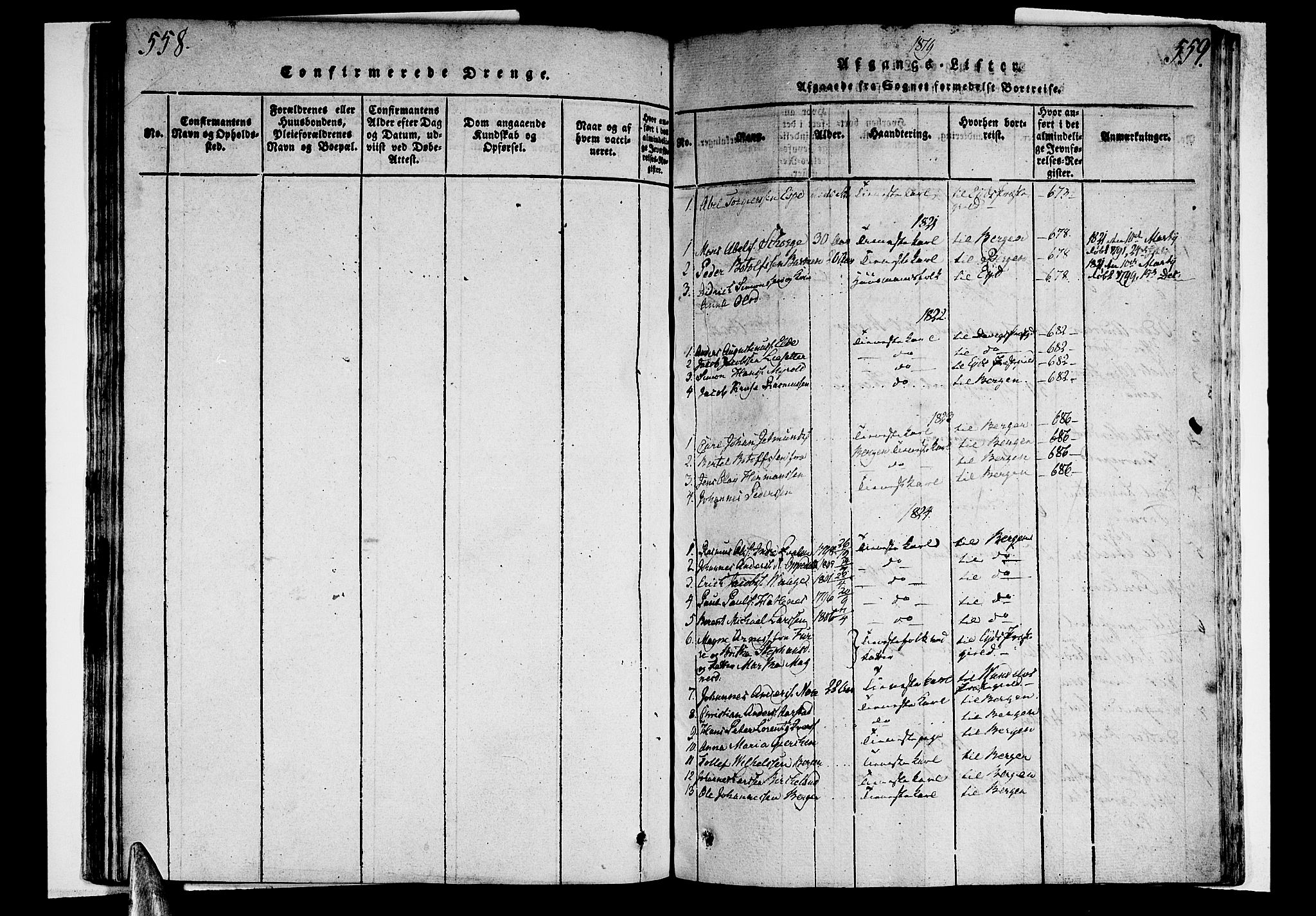 Selje sokneprestembete, SAB/A-99938/H/Ha/Haa/Haaa: Parish register (official) no. A 8, 1816-1828, p. 558-559