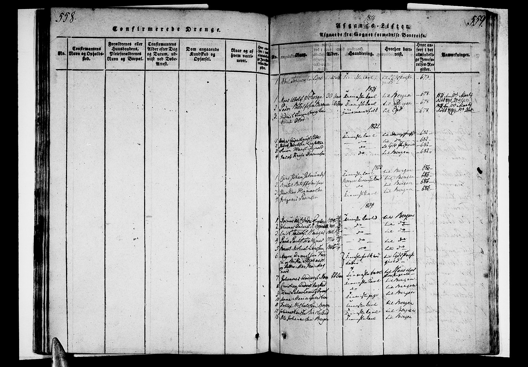 Selje sokneprestembete, AV/SAB-A-99938/H/Ha/Haa/Haaa: Parish register (official) no. A 8, 1816-1828, p. 558-559