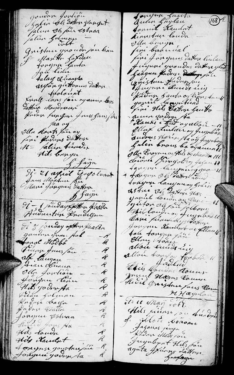 Holt sokneprestkontor, AV/SAK-1111-0021/F/Fb/L0004: Parish register (copy) no. B 4, 1730-1746, p. 168