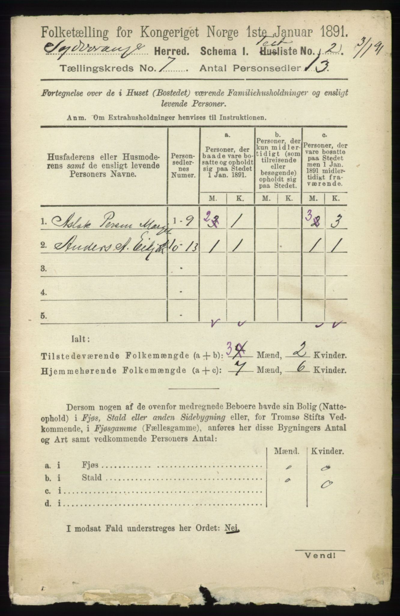 RA, 1891 census for 2030 Sør-Varanger, 1891, p. 2229