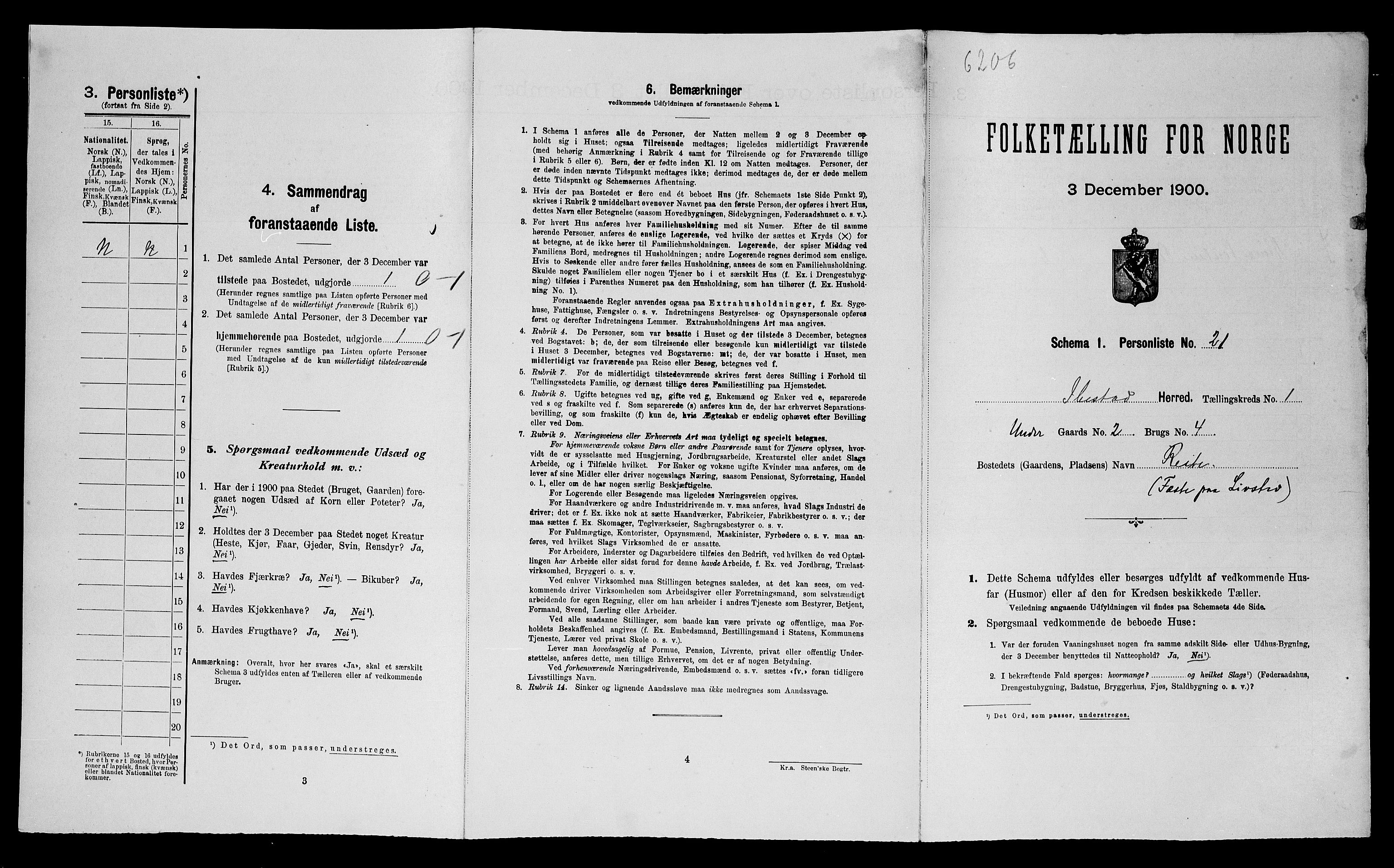 SATØ, 1900 census for Ibestad, 1900, p. 201