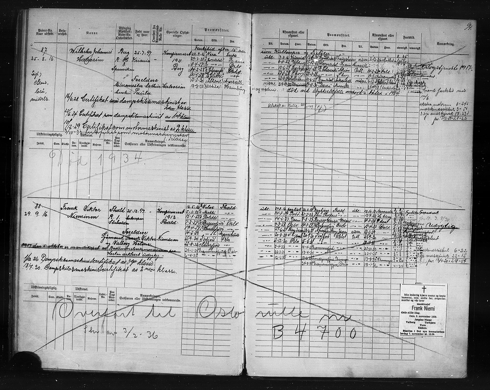 Halden mønstringskontor, AV/SAO-A-10569a/F/Fc/Fcd/L0003: Annotasjons- og hovedrulle for maskinister og fyrbøtere, 1876-1918, p. 57