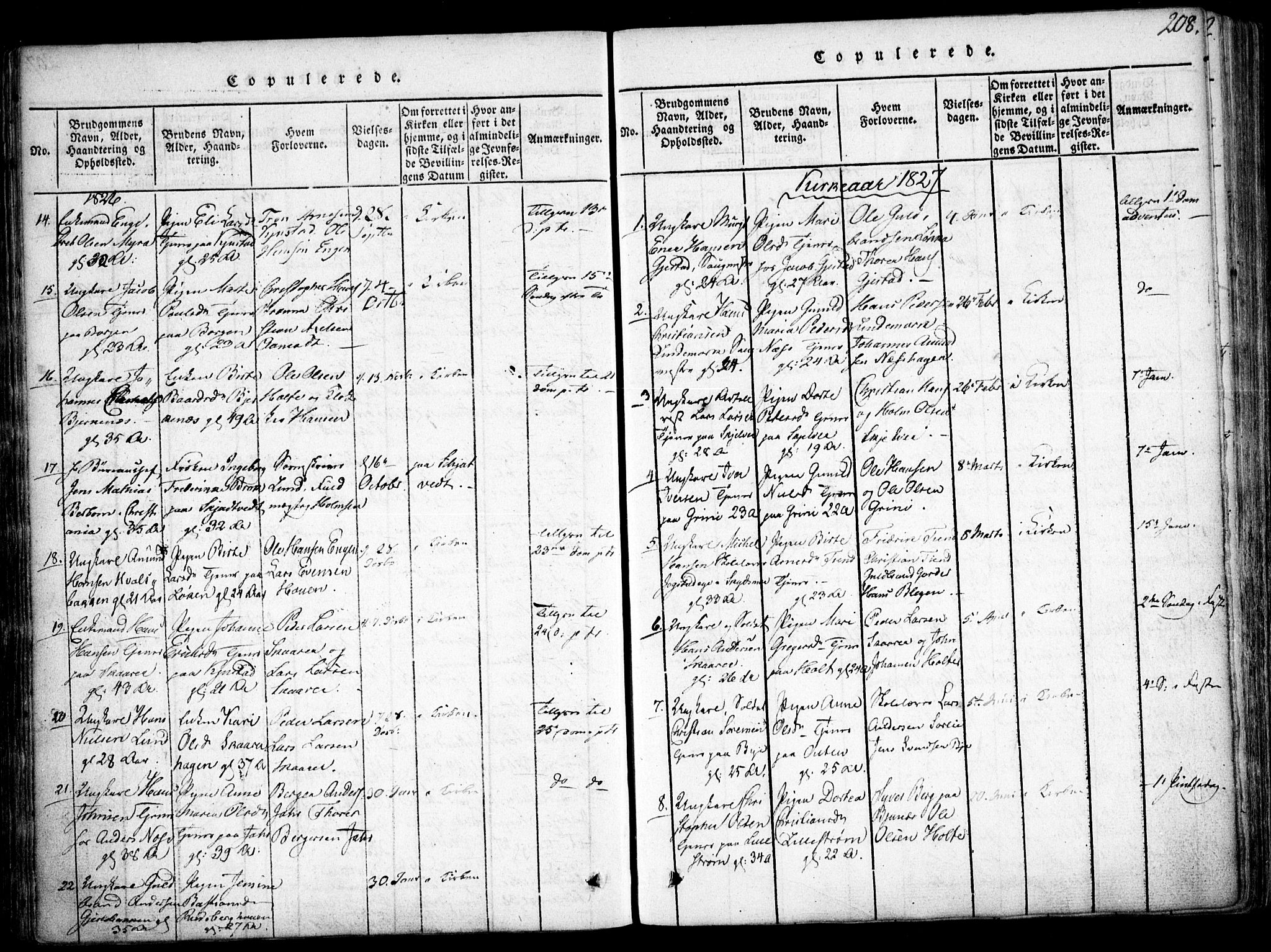 Fet prestekontor Kirkebøker, SAO/A-10370a/F/Fa/L0008: Parish register (official) no. I 8, 1815-1842, p. 208