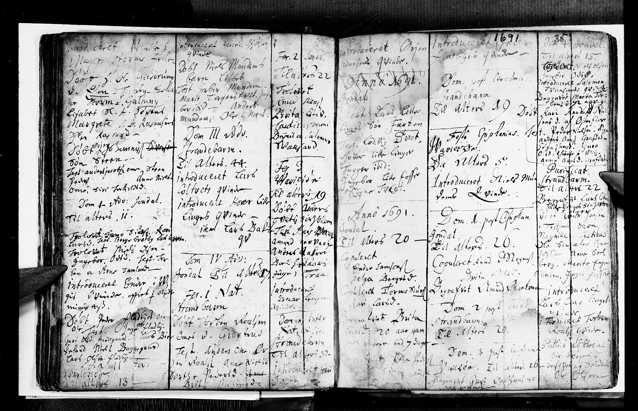 Strandebarm sokneprestembete, AV/SAB-A-78401/H/Haa: Parish register (official) no. A 1, 1670-1726, p. 35