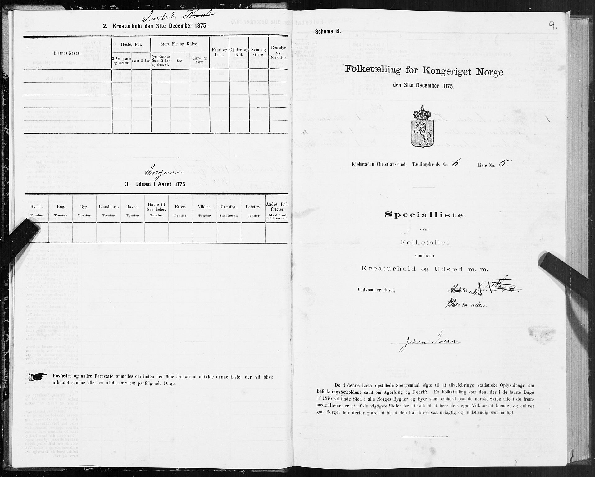 SAT, 1875 census for 1503B Kristiansund/Kristiansund, 1875, p. 5009