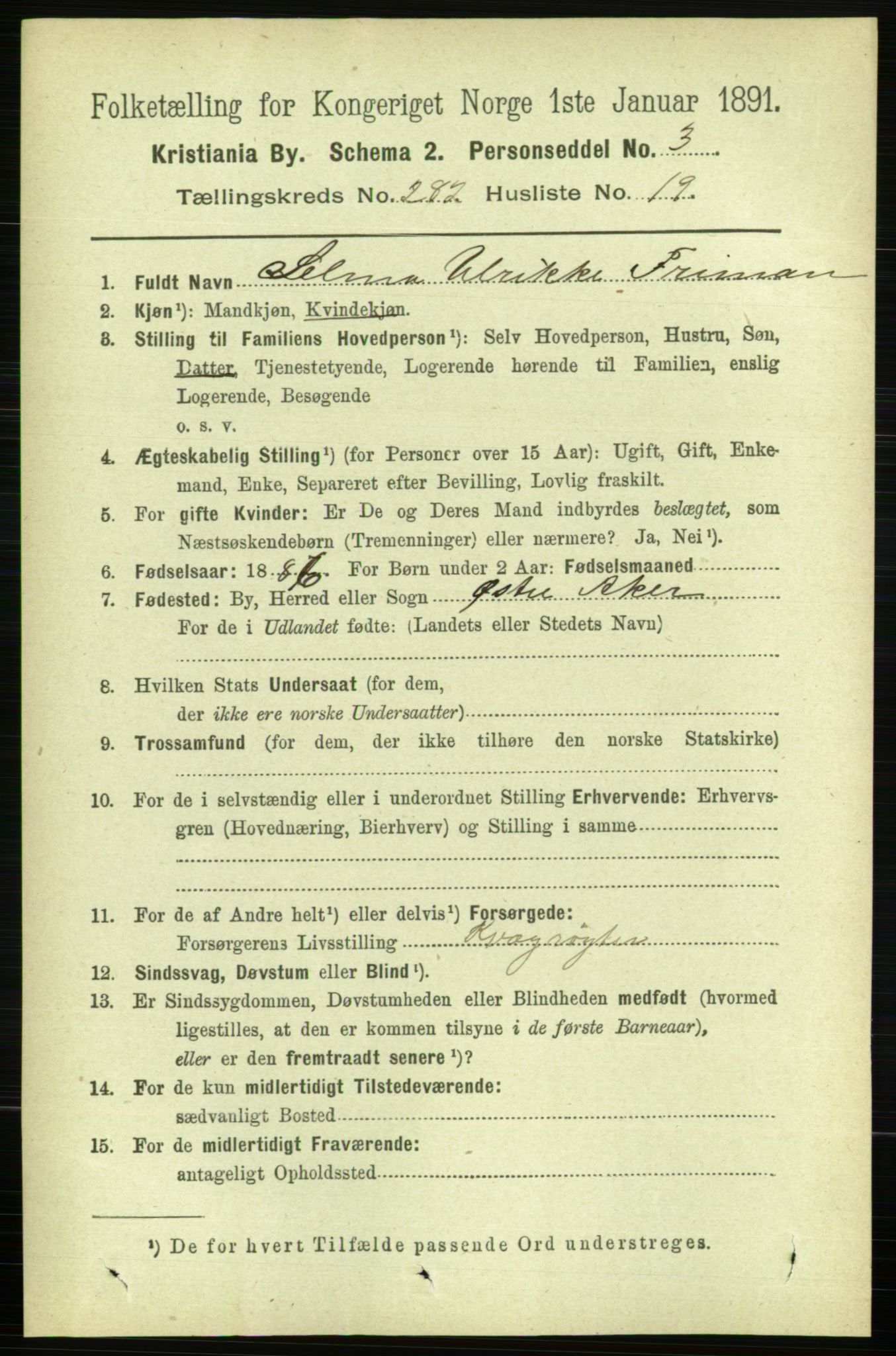 RA, 1891 census for 0301 Kristiania, 1891, p. 172289