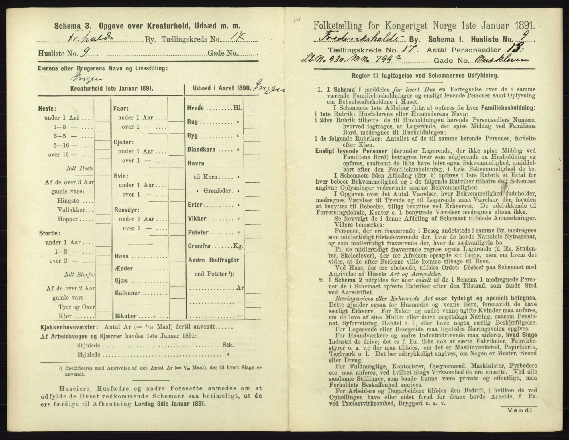 RA, 1891 census for 0101 Fredrikshald, 1891, p. 1548