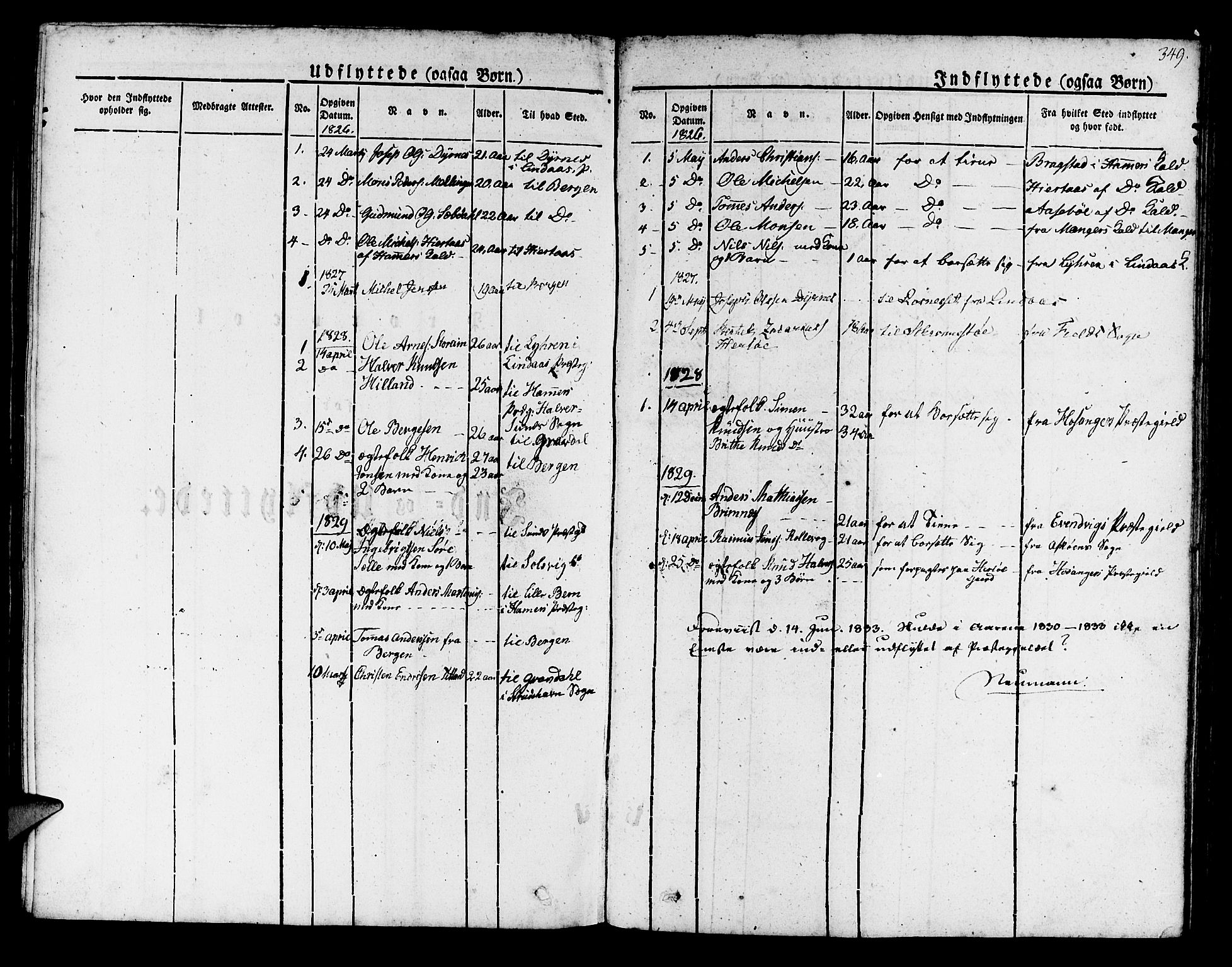Manger sokneprestembete, SAB/A-76801/H/Haa: Parish register (official) no. A 4, 1824-1838, p. 349