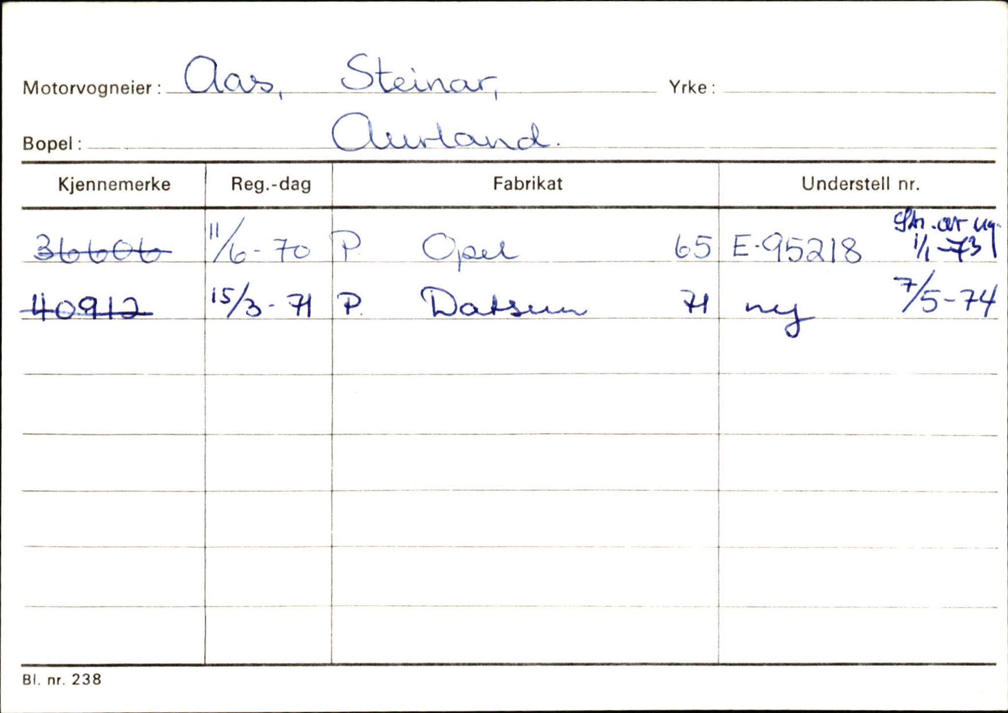 Statens vegvesen, Sogn og Fjordane vegkontor, SAB/A-5301/4/F/L0125: Eigarregister Sogndal V-Å. Aurland A-Å. Fjaler A-N, 1945-1975, p. 1345