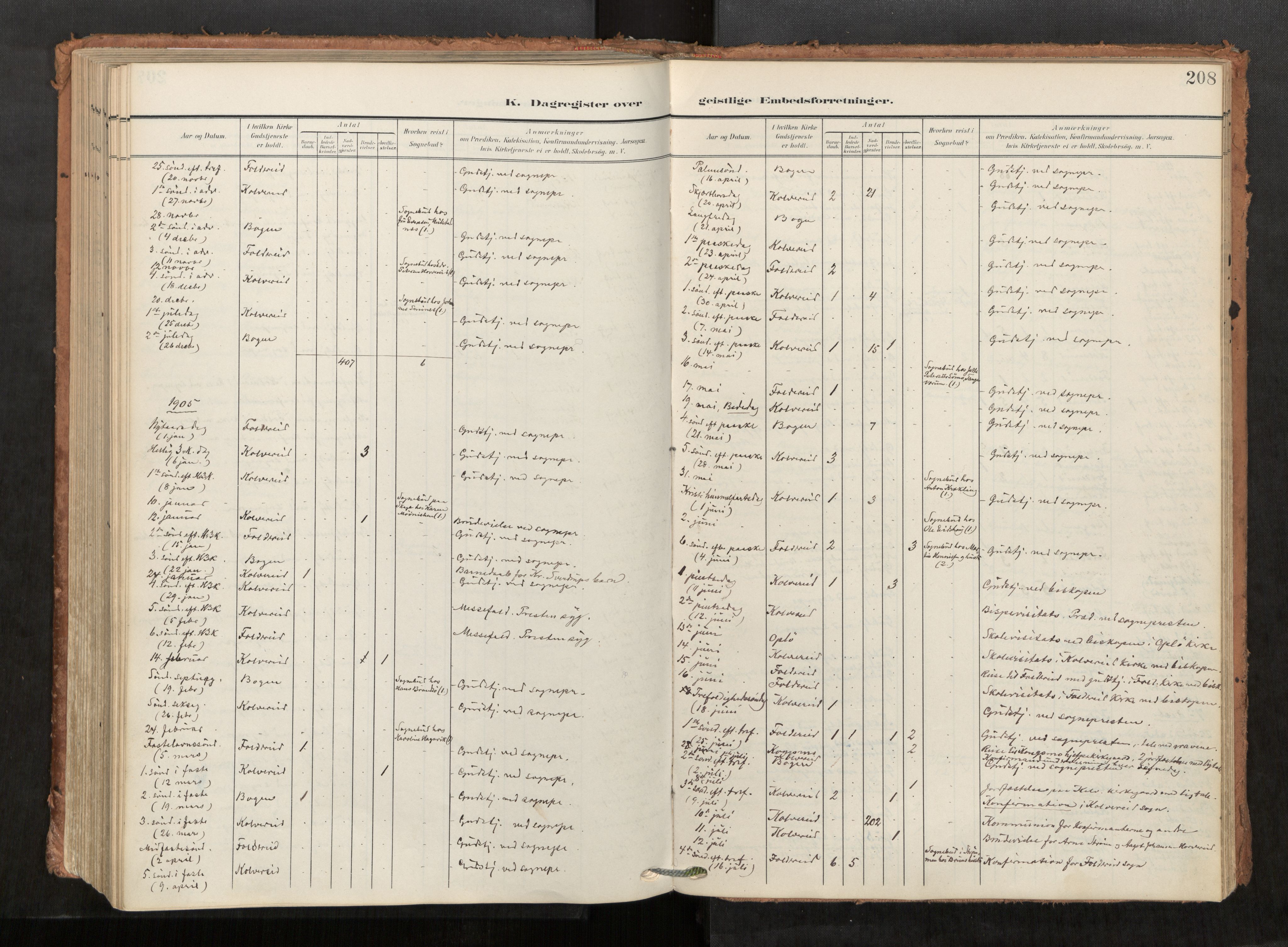 Kolvereid sokneprestkontor, SAT/A-1171/H/Ha/Haa/L0001: Parish register (official) no. 1, 1903-1922, p. 208