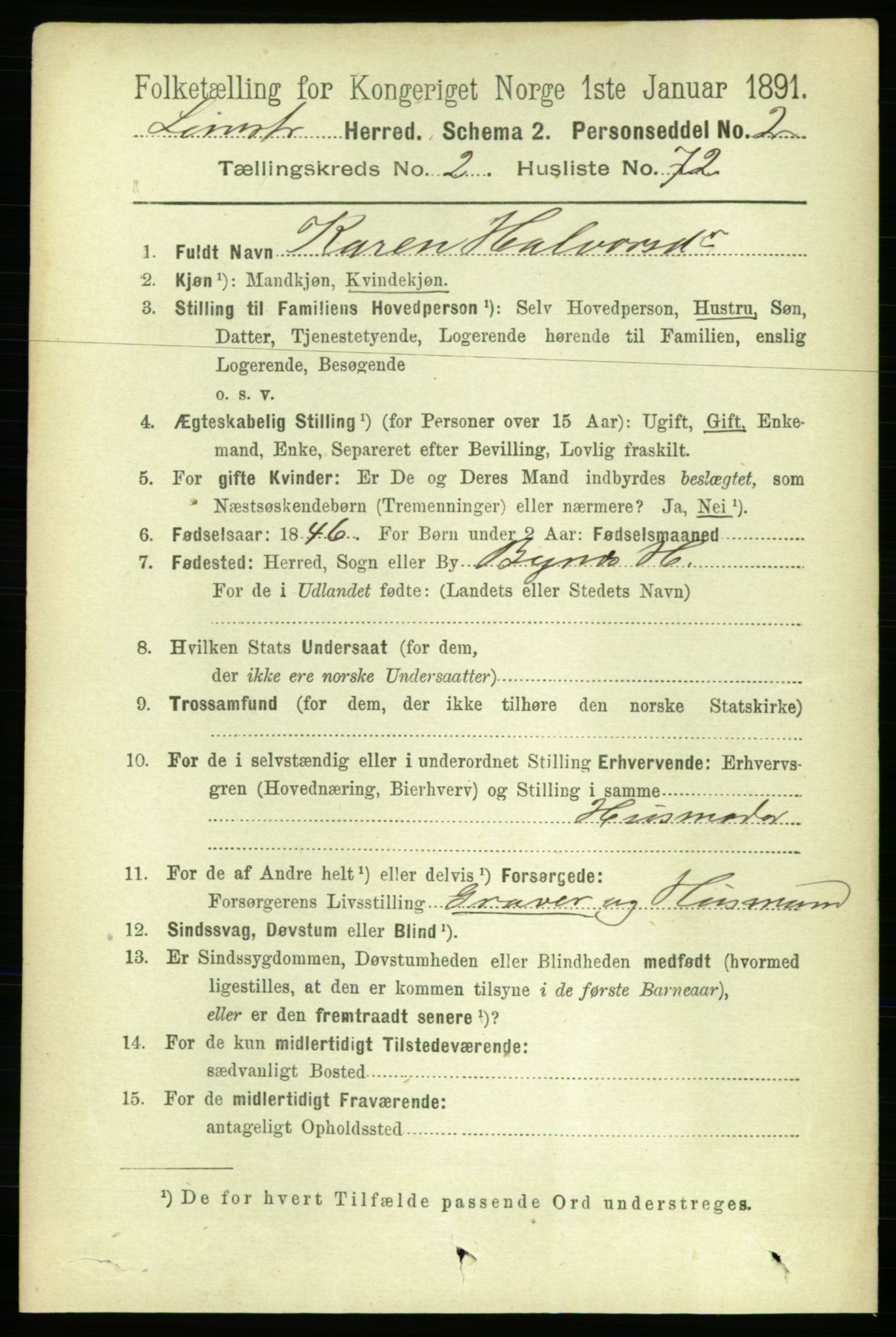 RA, 1891 census for 1654 Leinstrand, 1891, p. 923