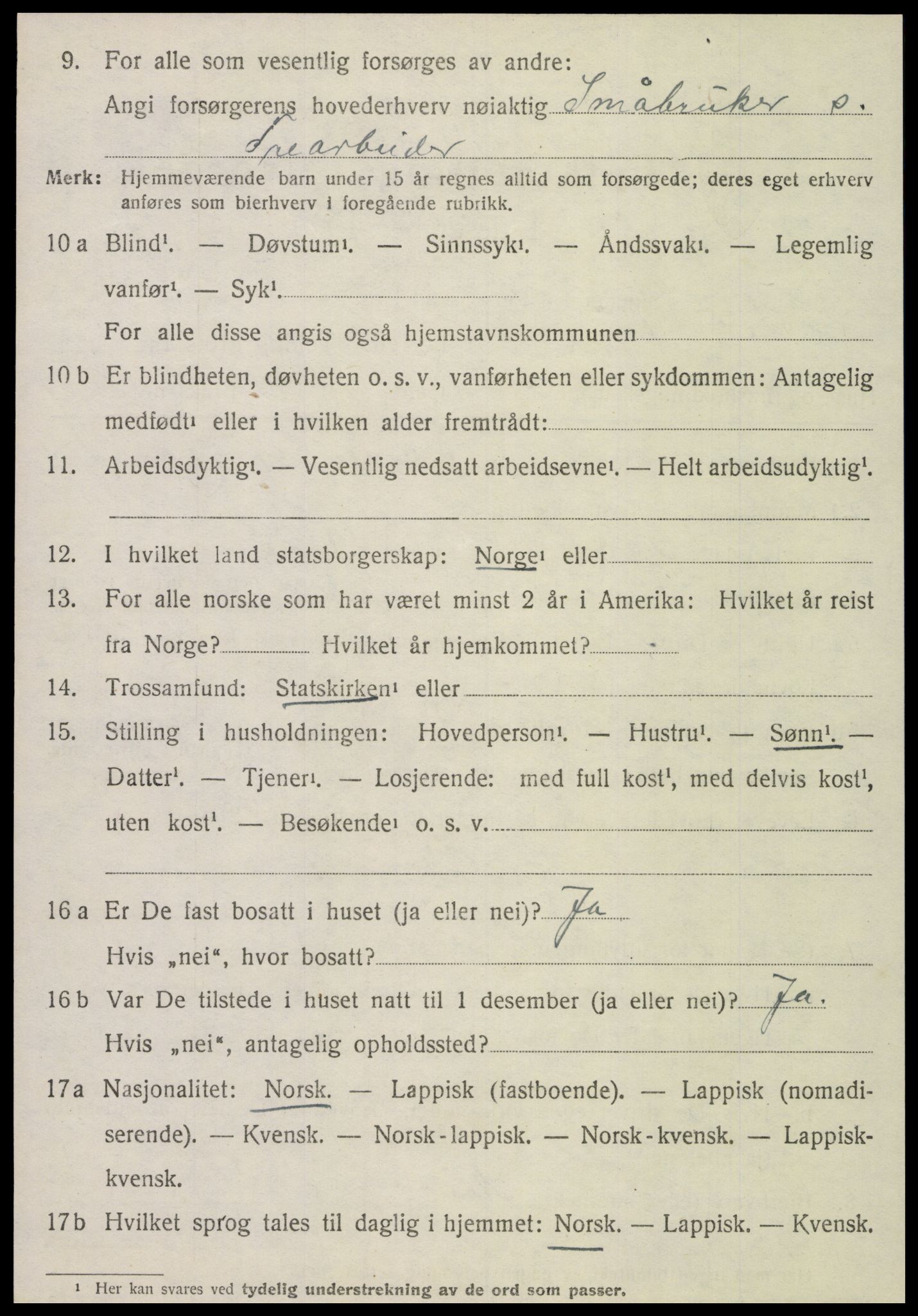 SAT, 1920 census for Lånke, 1920, p. 1033