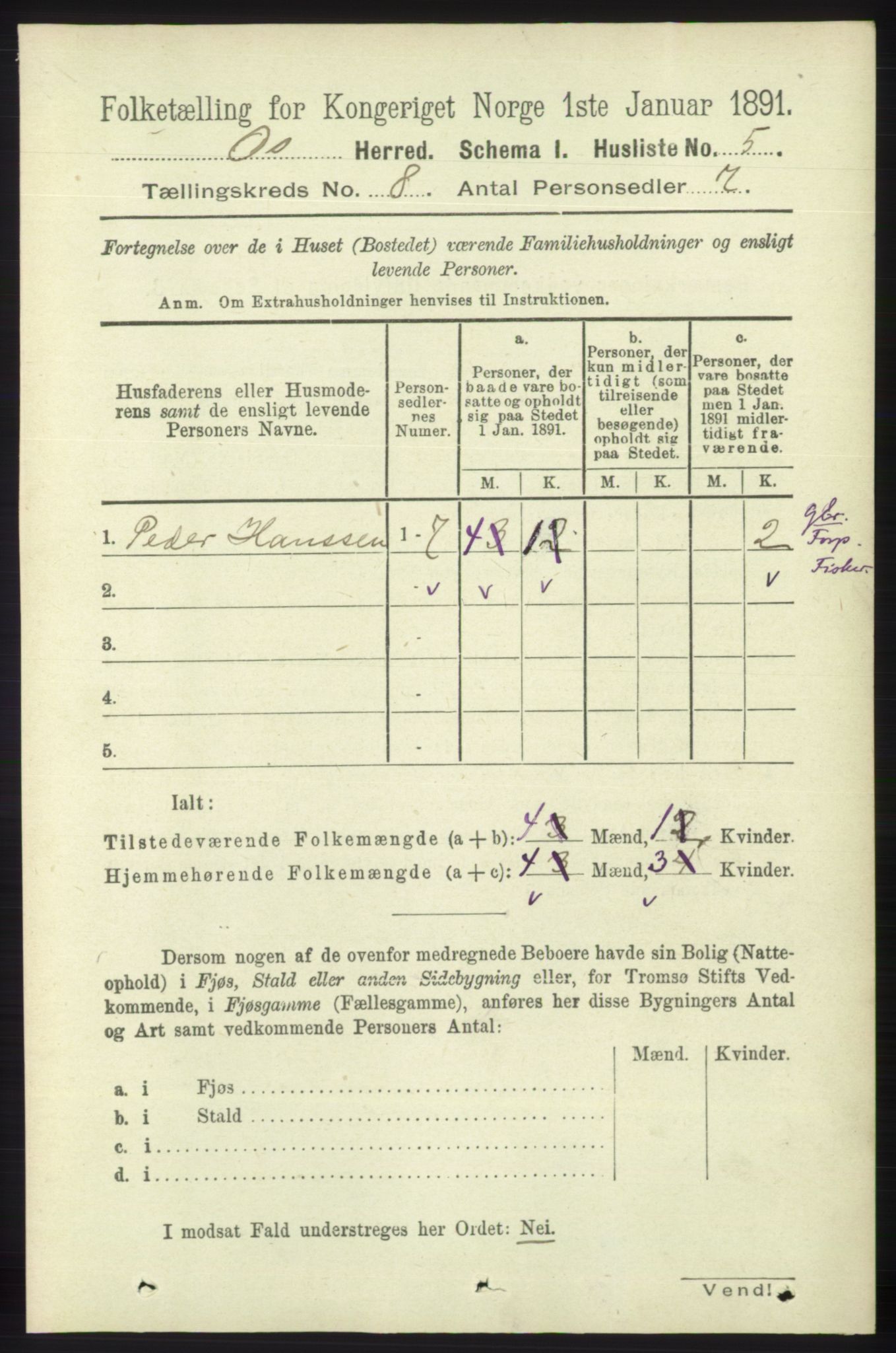 RA, 1891 census for 1243 Os, 1891, p. 1831