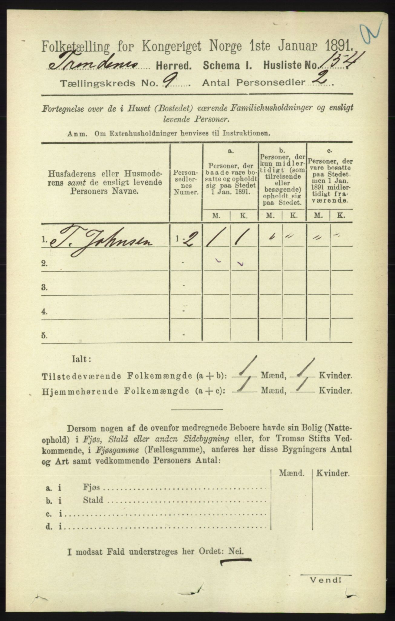 RA, 1891 census for 1914 Trondenes, 1891, p. 6384