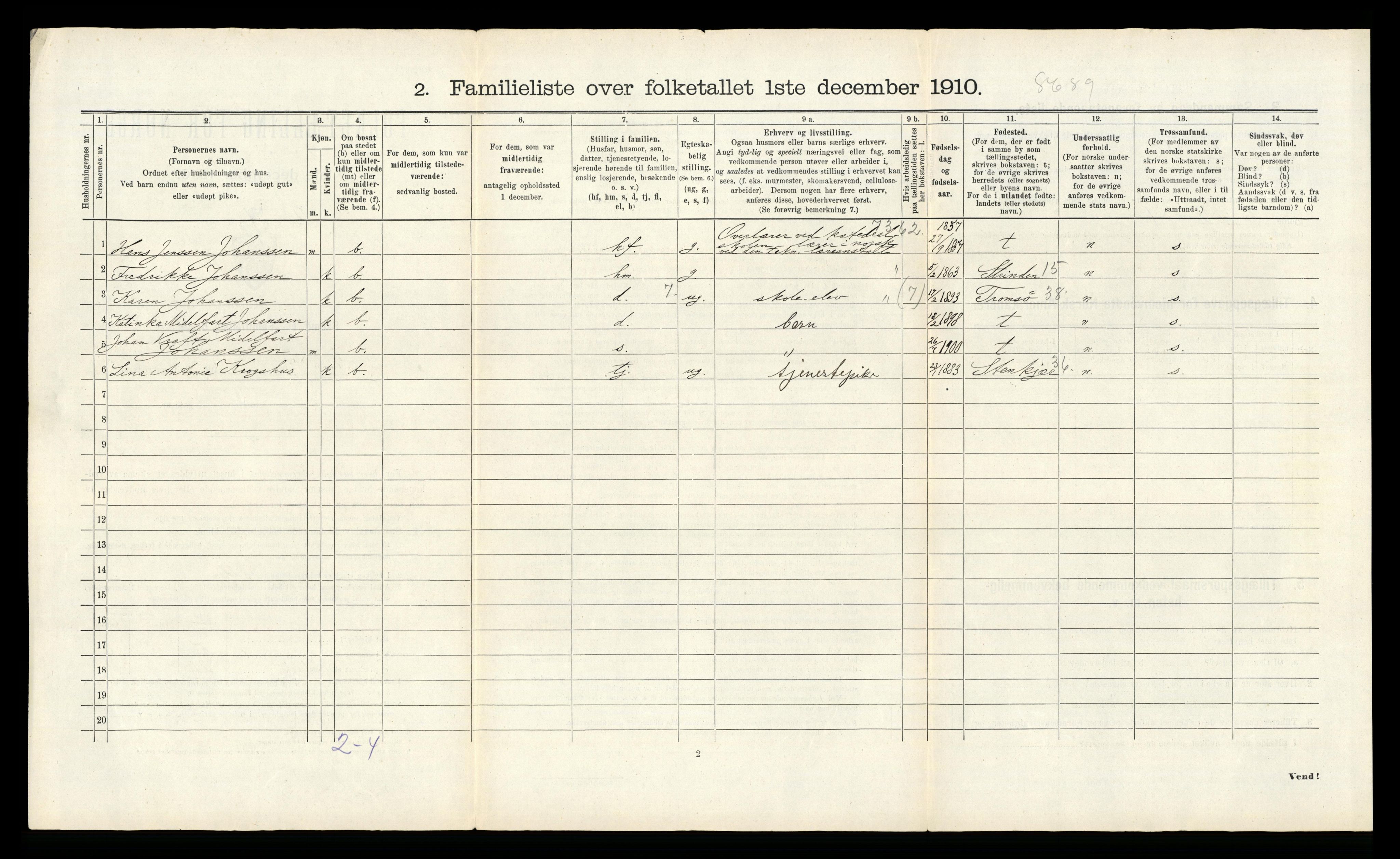 RA, 1910 census for Trondheim, 1910, p. 10860