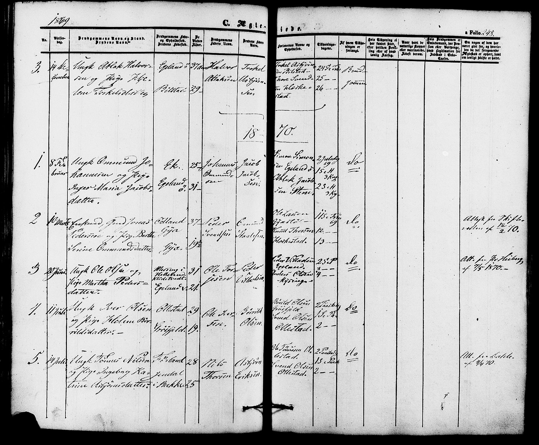 Lund sokneprestkontor, AV/SAST-A-101809/S06/L0010: Parish register (official) no. A 9, 1854-1886, p. 248