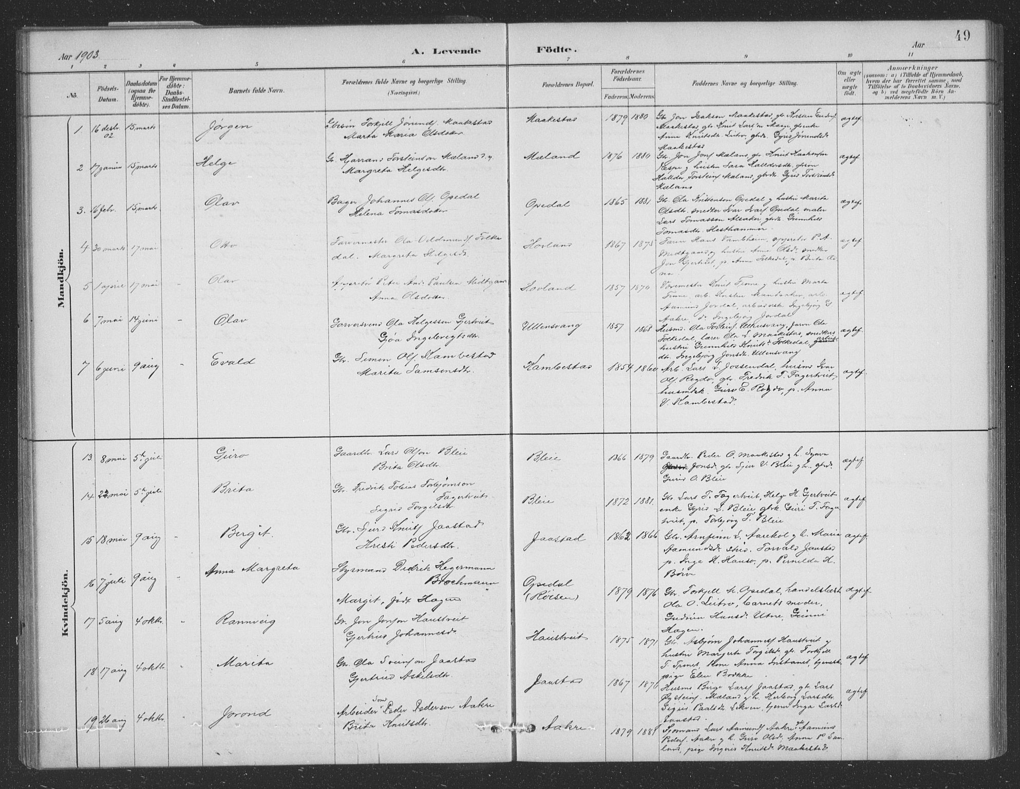 Ullensvang sokneprestembete, SAB/A-78701/H/Hab: Parish register (copy) no. B 11, 1887-1939, p. 49