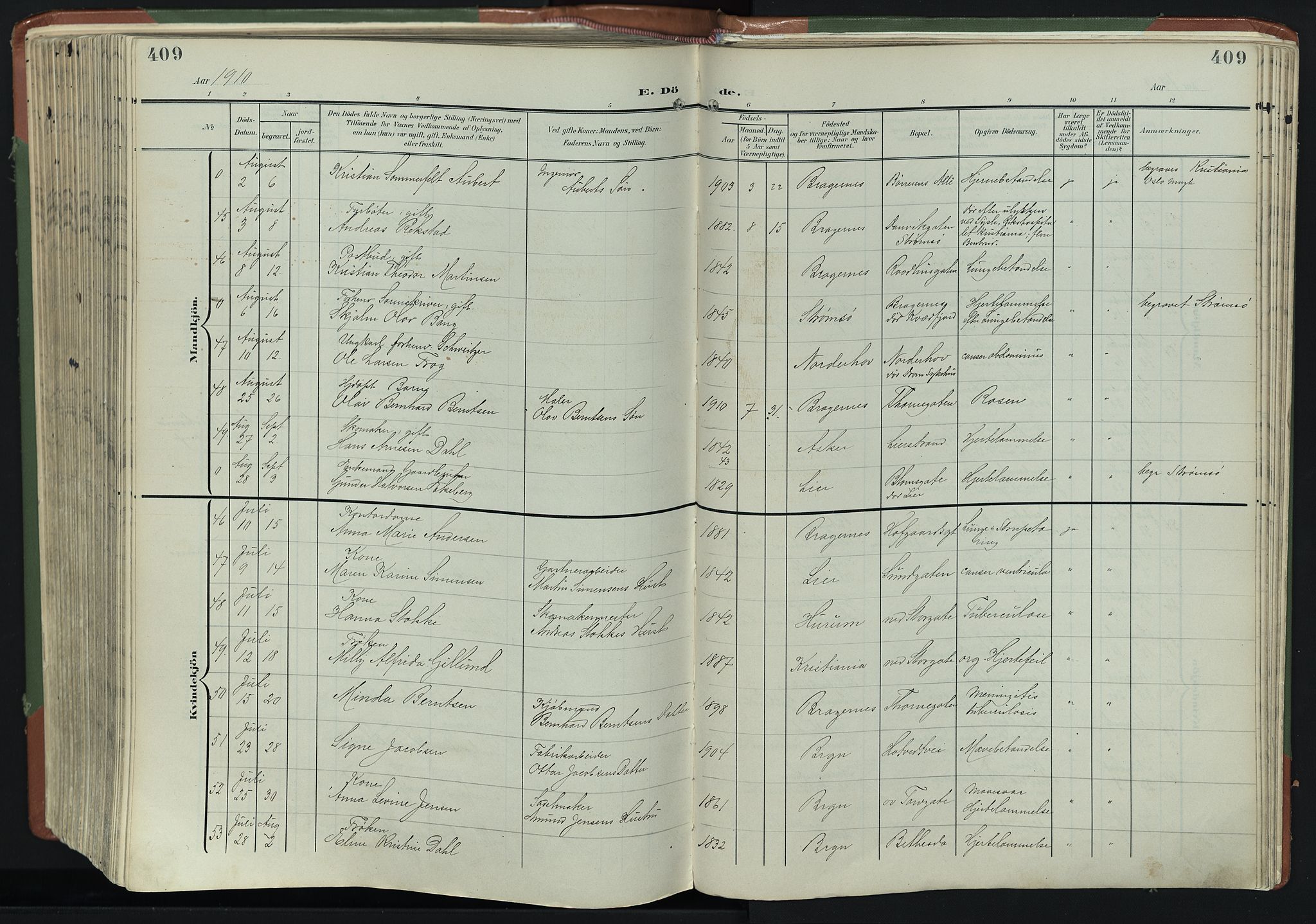 Bragernes kirkebøker, AV/SAKO-A-6/F/Fb/L0009: Parish register (official) no. II 9, 1902-1911, p. 409