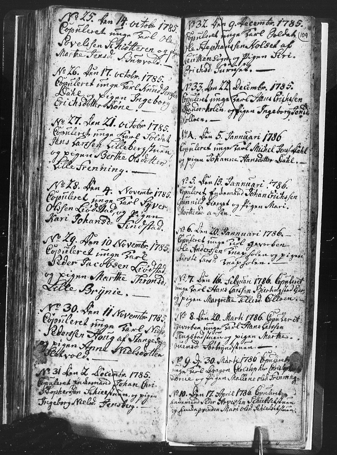 Romedal prestekontor, SAH/PREST-004/L/L0001: Parish register (copy) no. 1, 1785-1794, p. 109