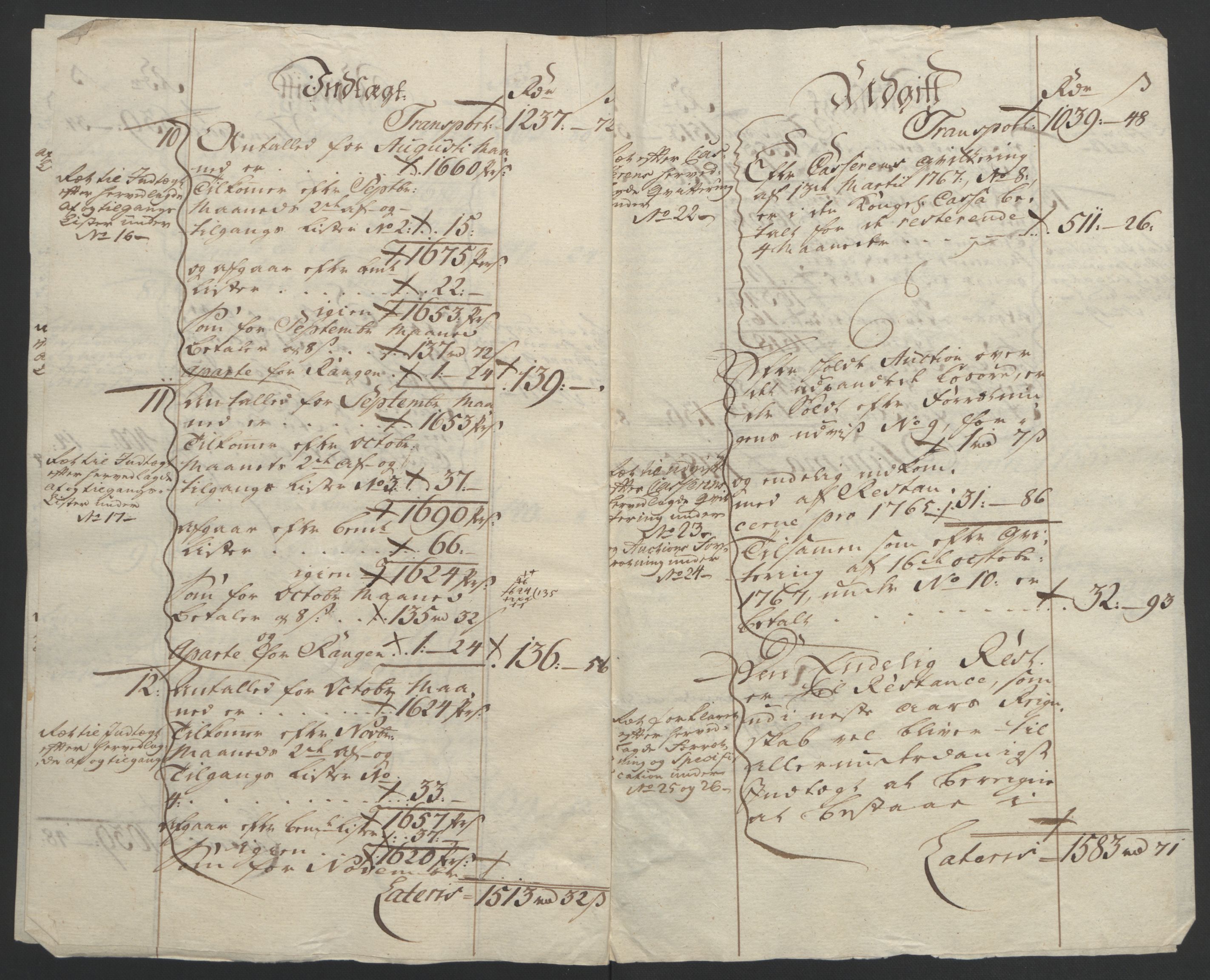 Rentekammeret inntil 1814, Reviderte regnskaper, Byregnskaper, AV/RA-EA-4066/R/Rf/L0119/0001: [F2] Kontribusjonsregnskap / Ekstraskatt, 1762-1767, p. 267